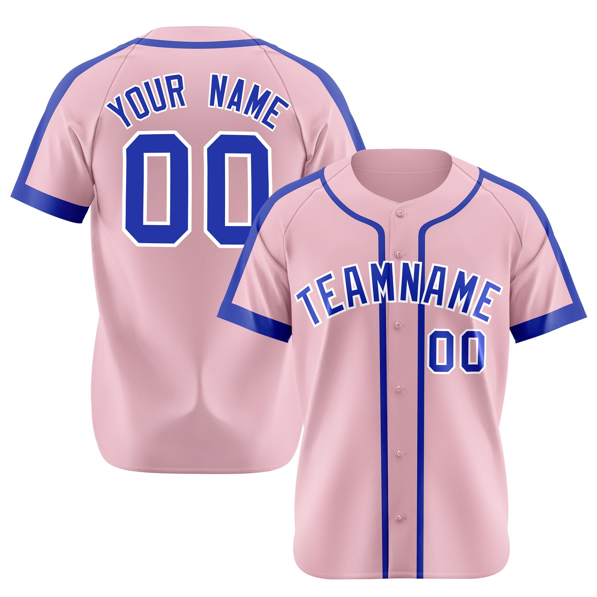 Custom Pink Blue White Baseball Jersey