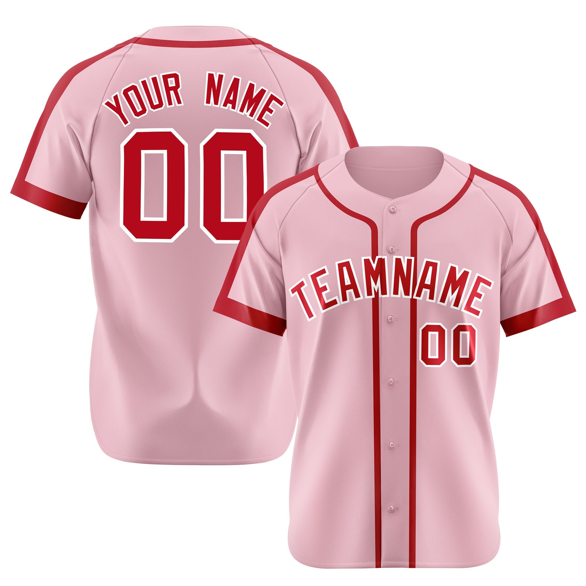 Custom Pink Red White Baseball Jersey