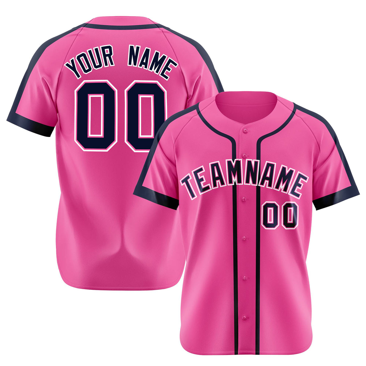 Custom Pink Navy White Baseball Jersey