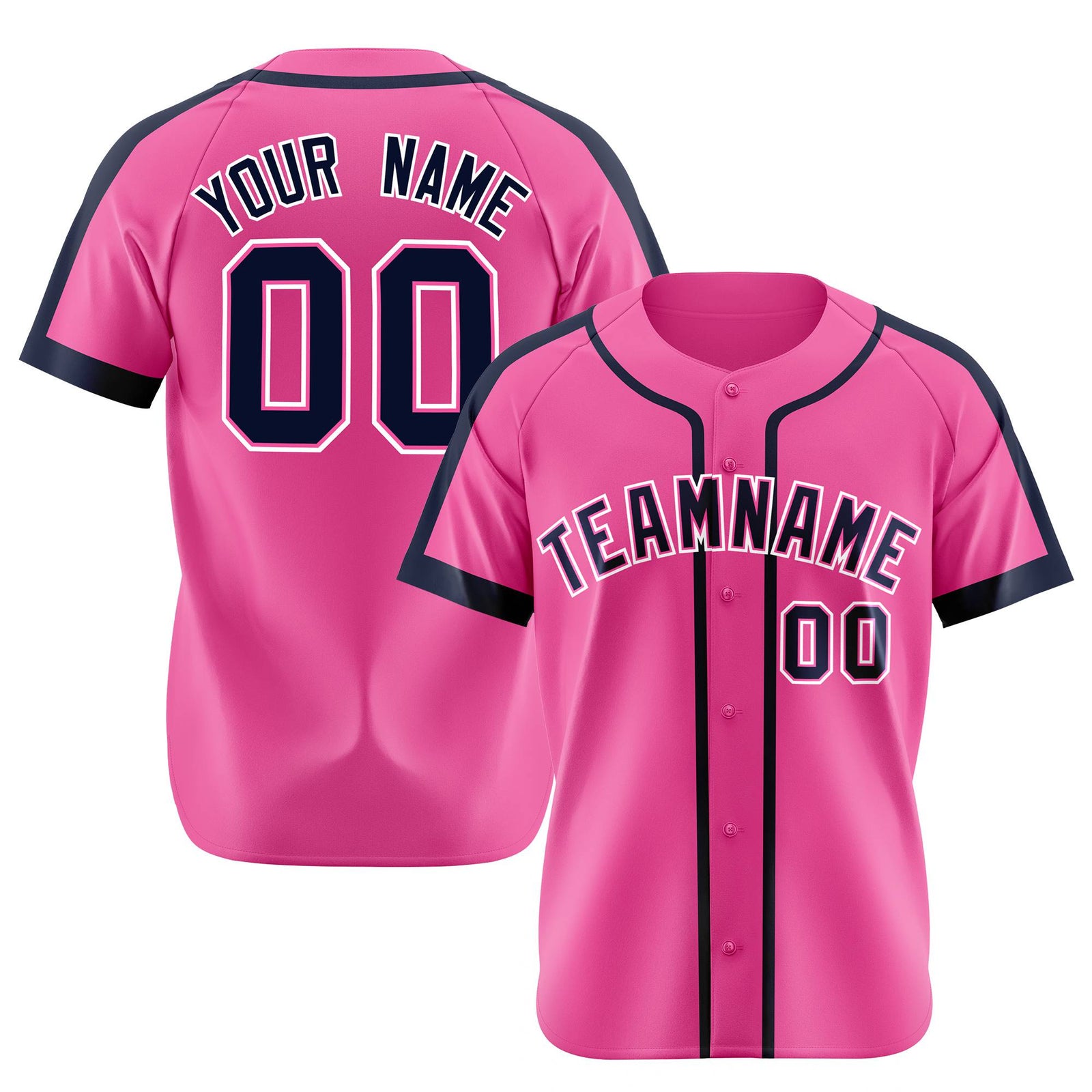 Custom Pink Navy White Baseball Jersey