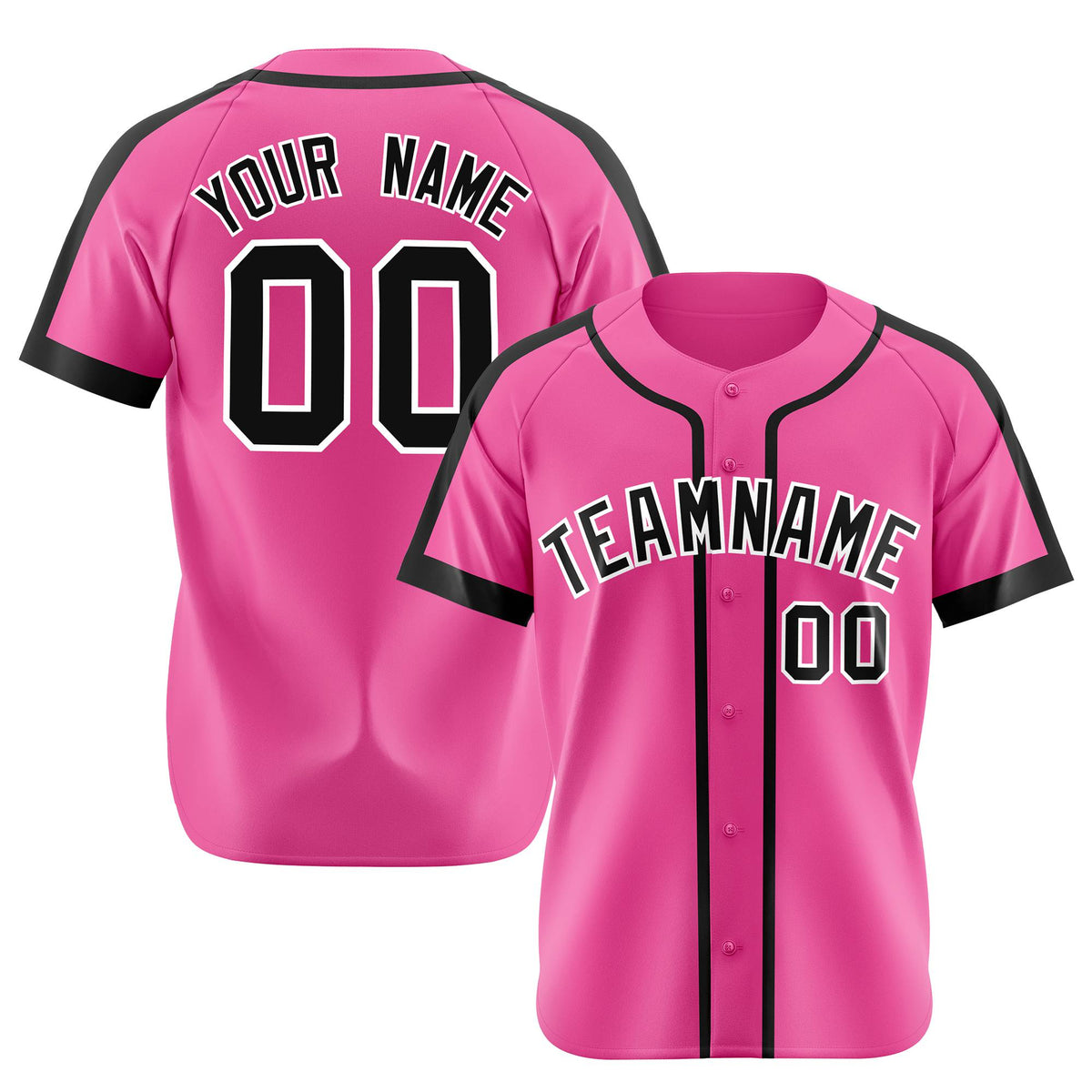 Custom Pink Black White Baseball Jersey