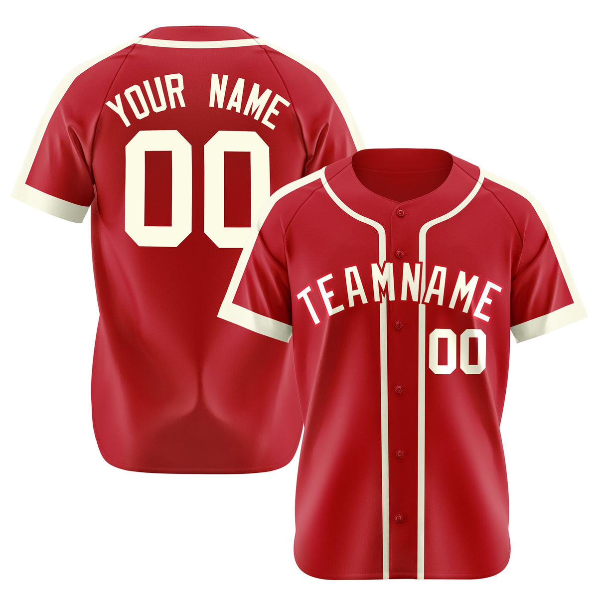 Custom Red Cream Baseball Jersey