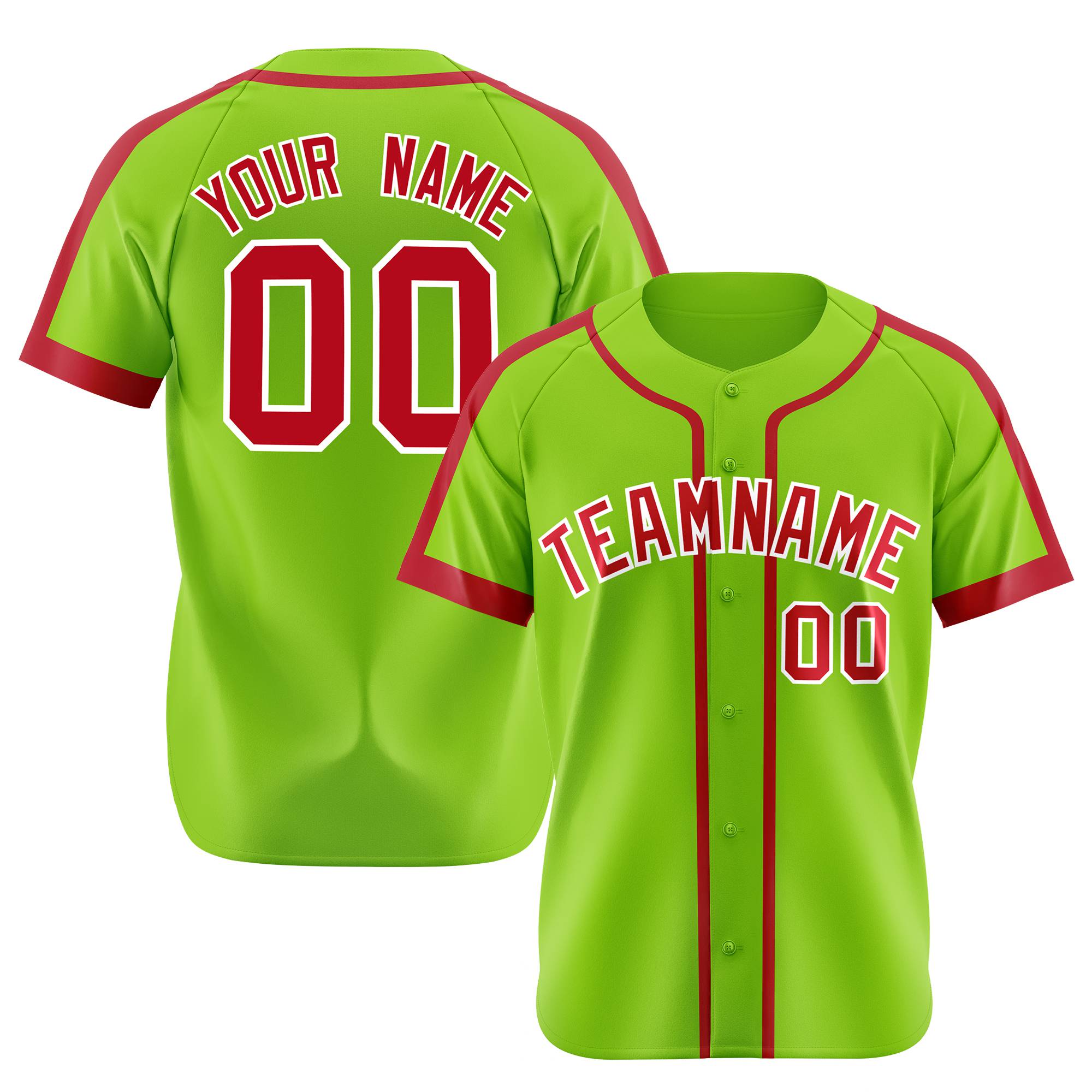 Custom Green Red White Baseball Jersey