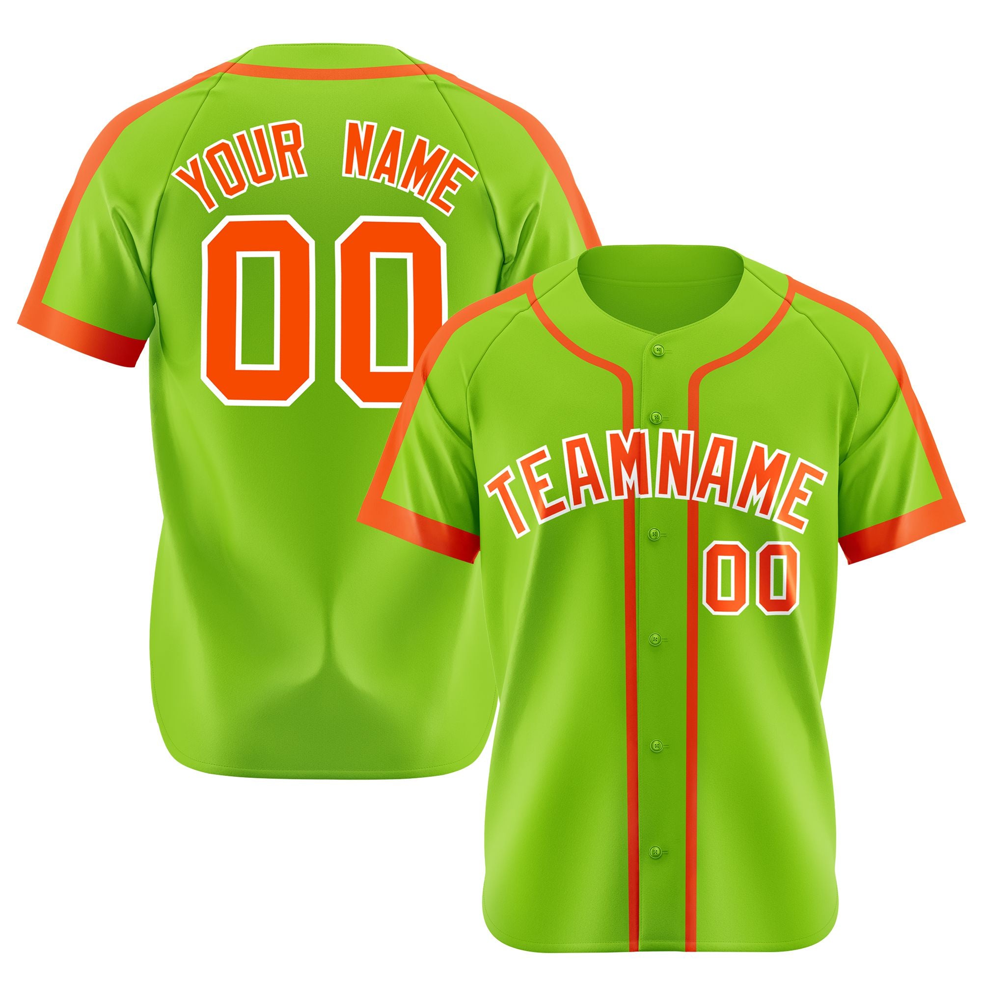 Custom Green Orange White Baseball Jersey