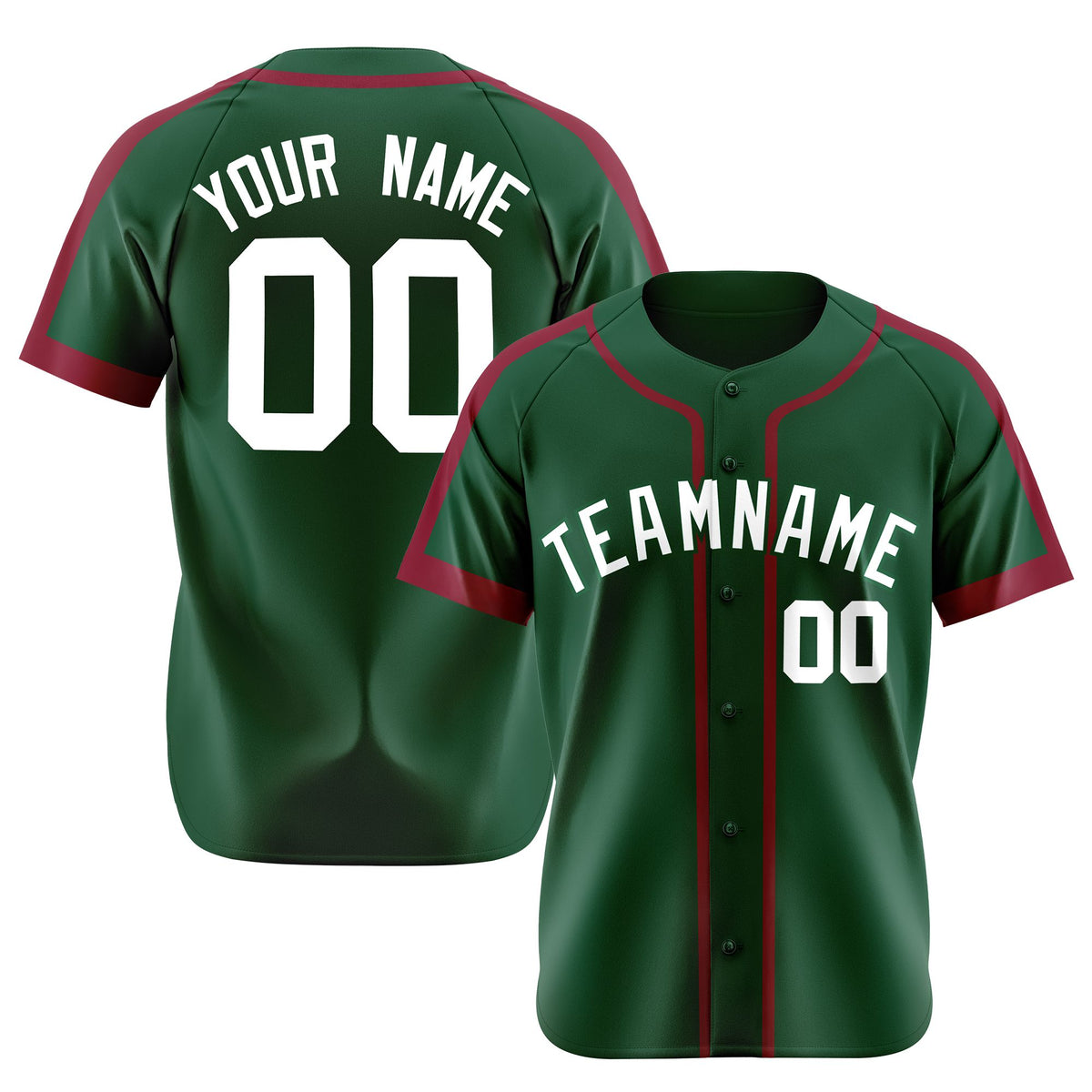 Custom Kelly Green Crimson White Baseball Jersey