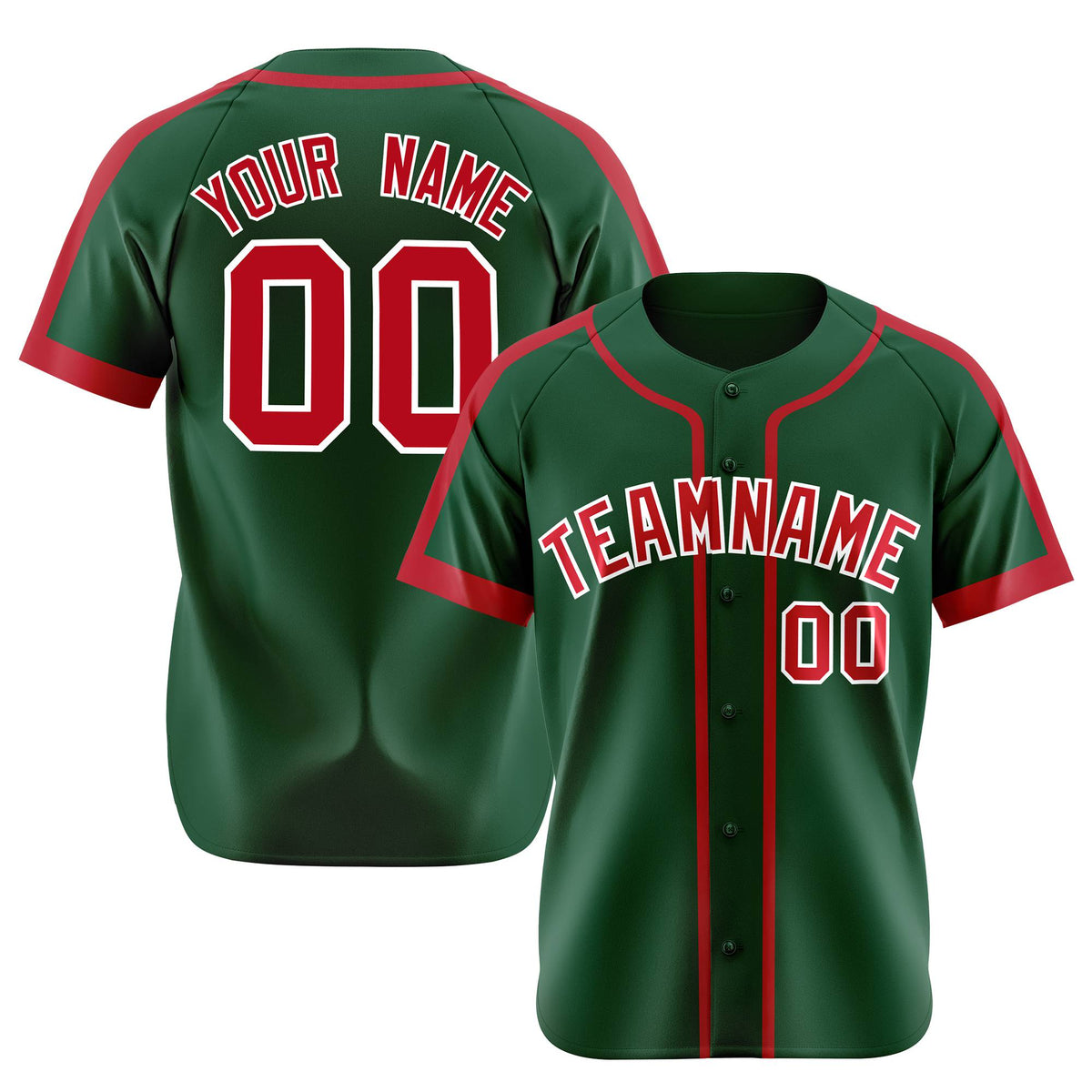 Custom Green Red White Baseball Jersey