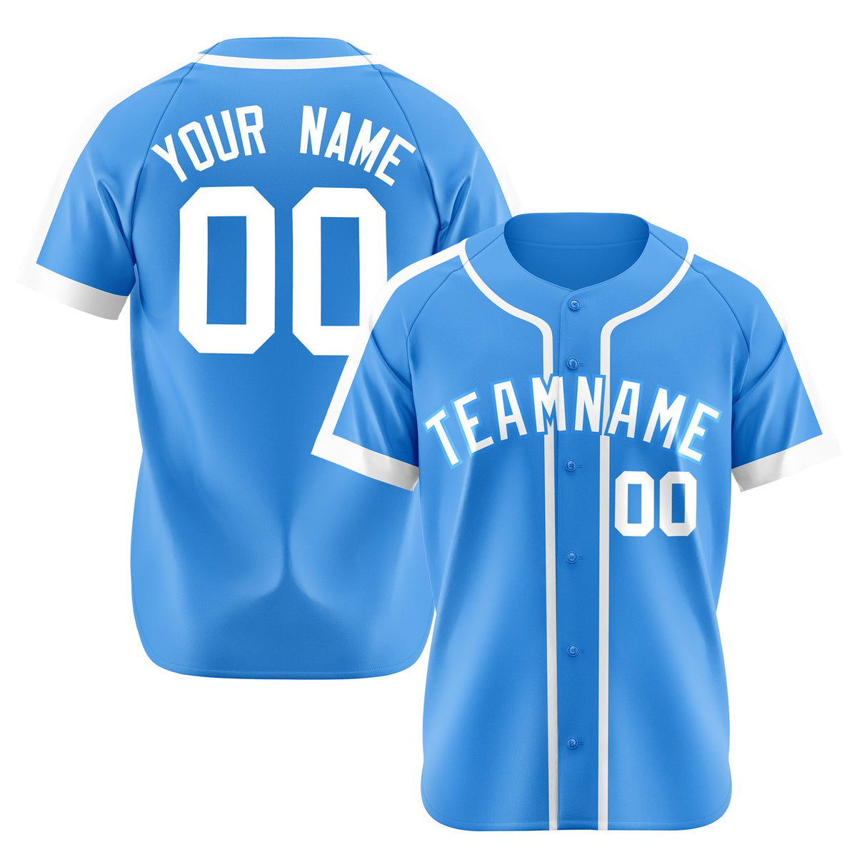 Custom Powder Blue Pink Baseball Jersey