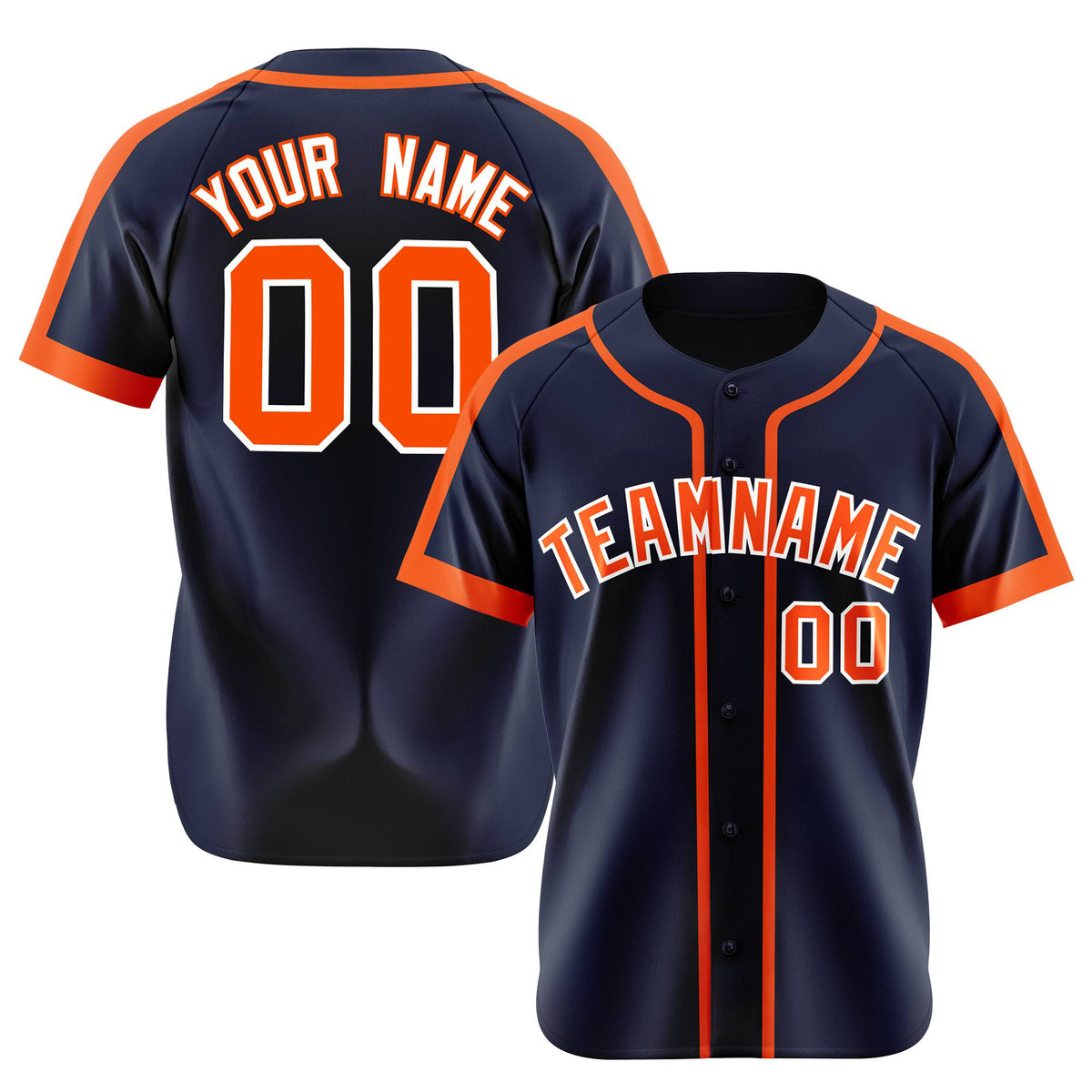 Custom Navy Orange White Baseball Jersey