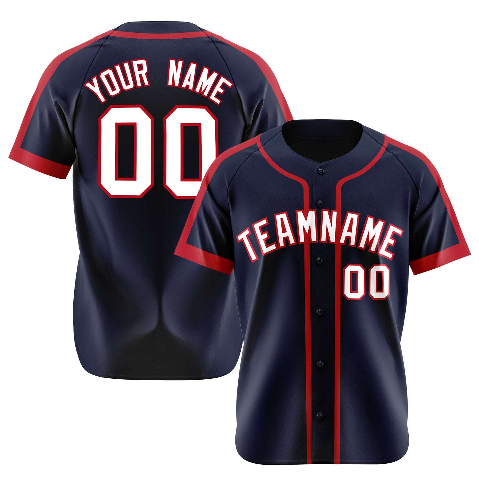 Custom Navy Red White Baseball Jersey