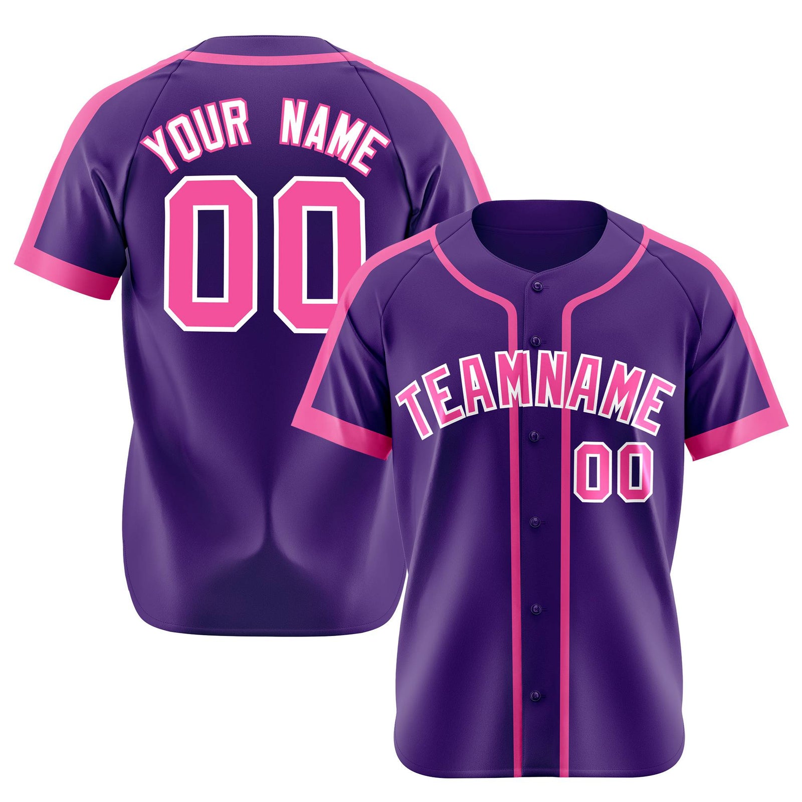Custom Purple Pink White Baseball Jersey