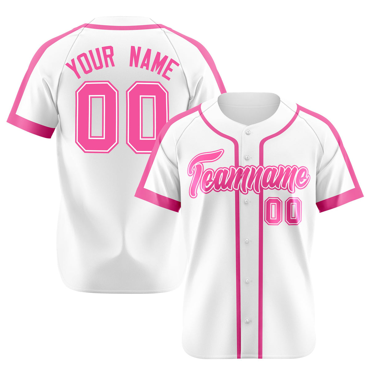 Custom White Pink Baseball Jersey Personalized For Adults Youth