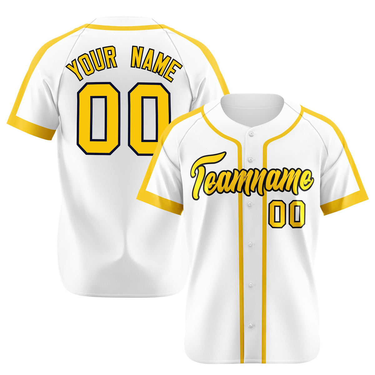 Custom White Gold Black Baseball Jersey Personalized For Adults Youth