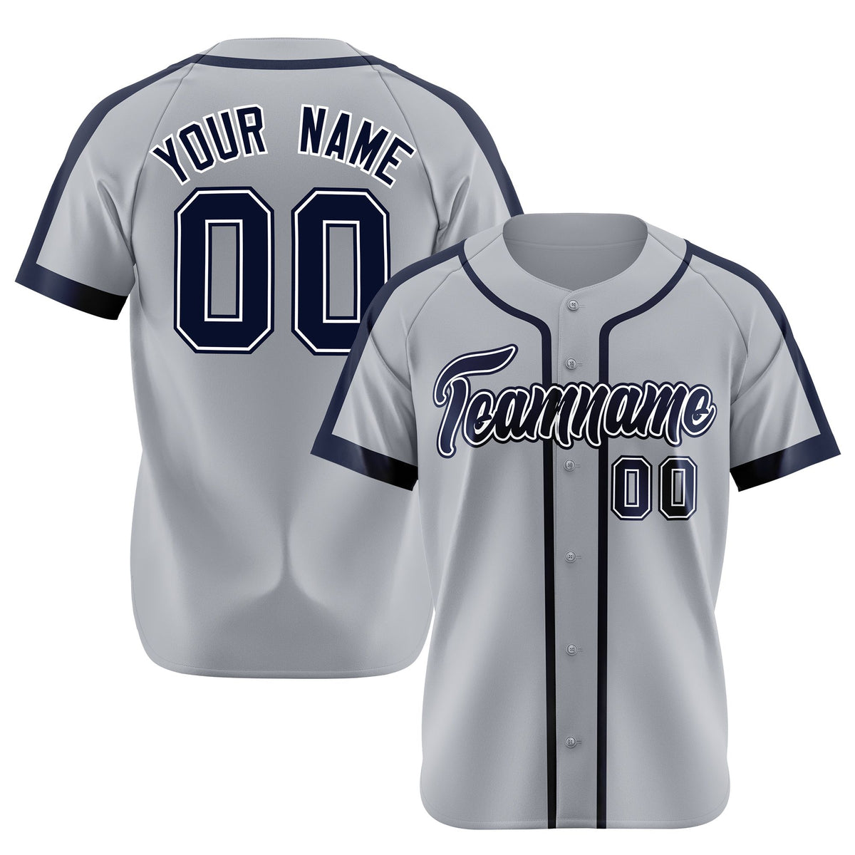 Custom Gray Navy White Baseball Jersey Personalized For Adults Youth