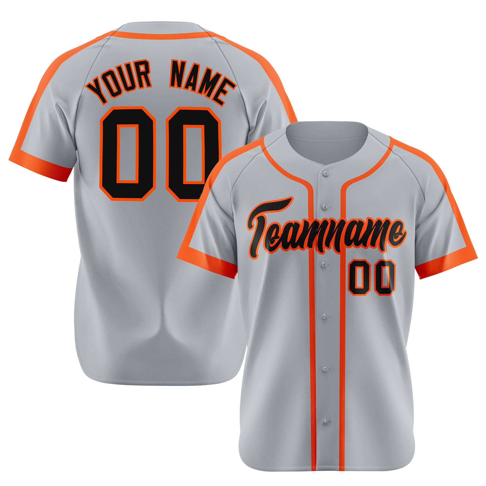 Custom Gray Bay Orange Black Baseball Jersey