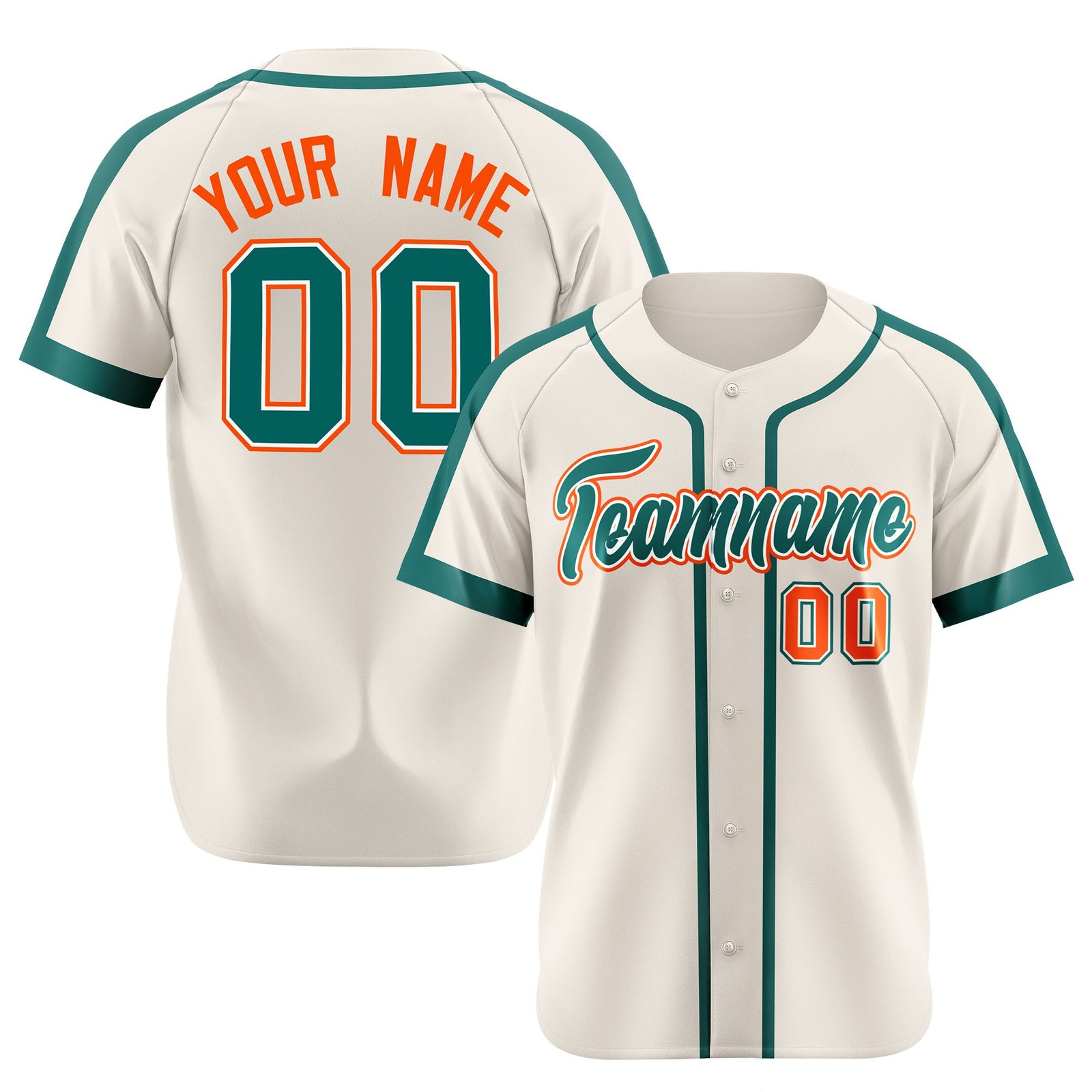 Custom Khaki Aqua Orange Baseball Jersey