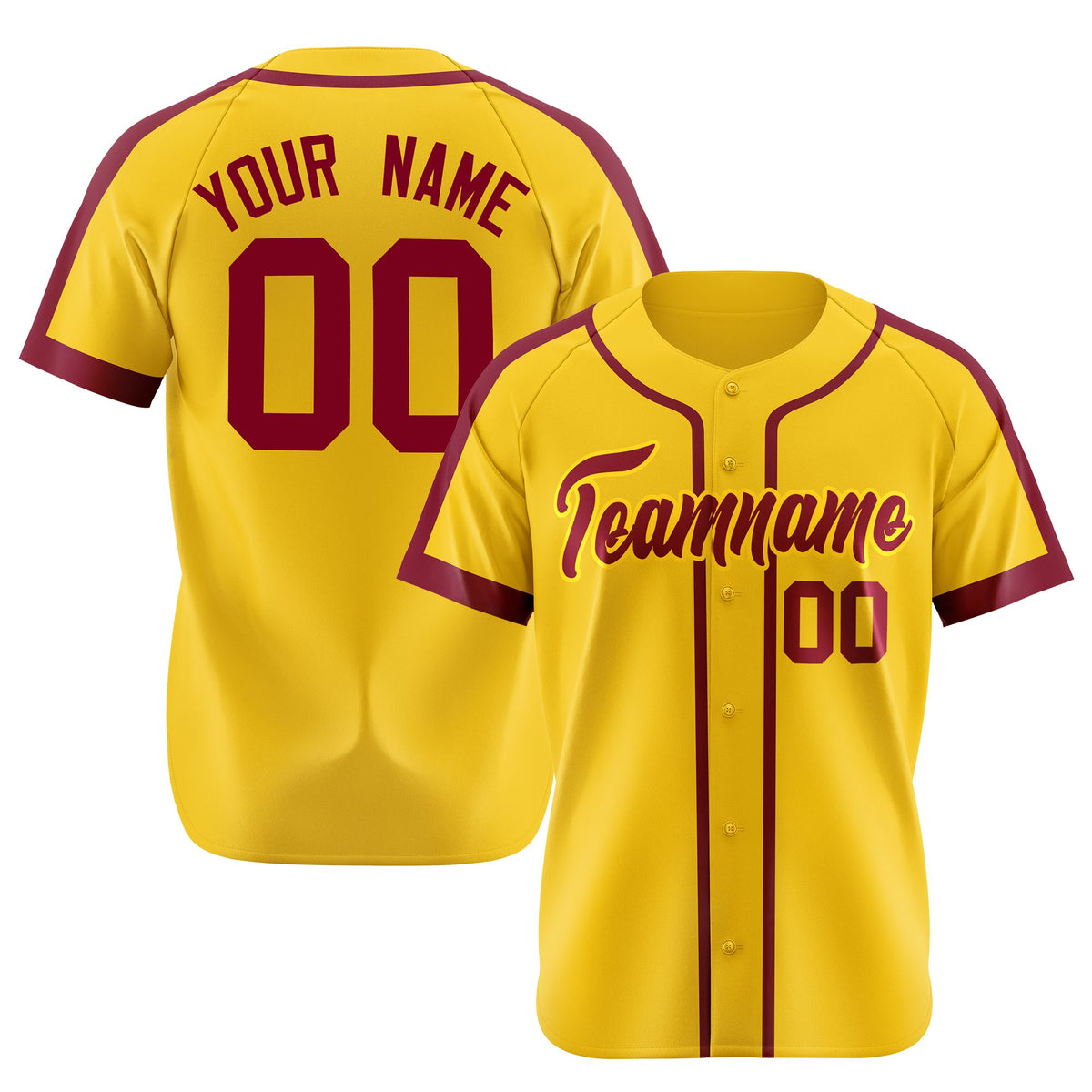 Custom Yellow Crimson Baseball Jersey