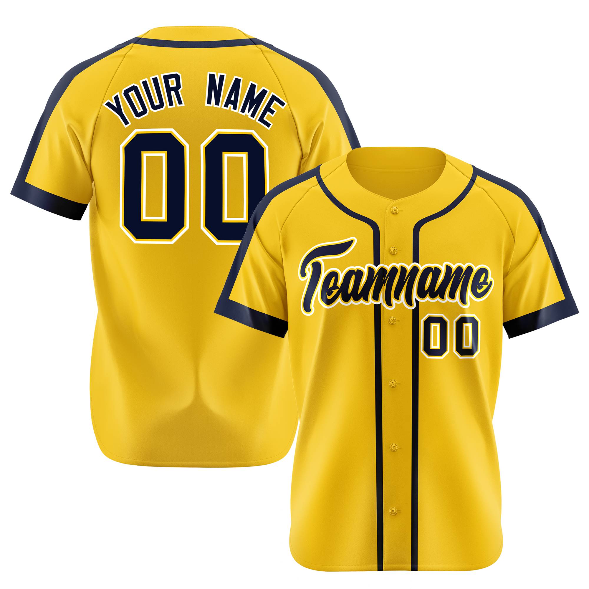 Custom Yellow Black White Baseball Jersey