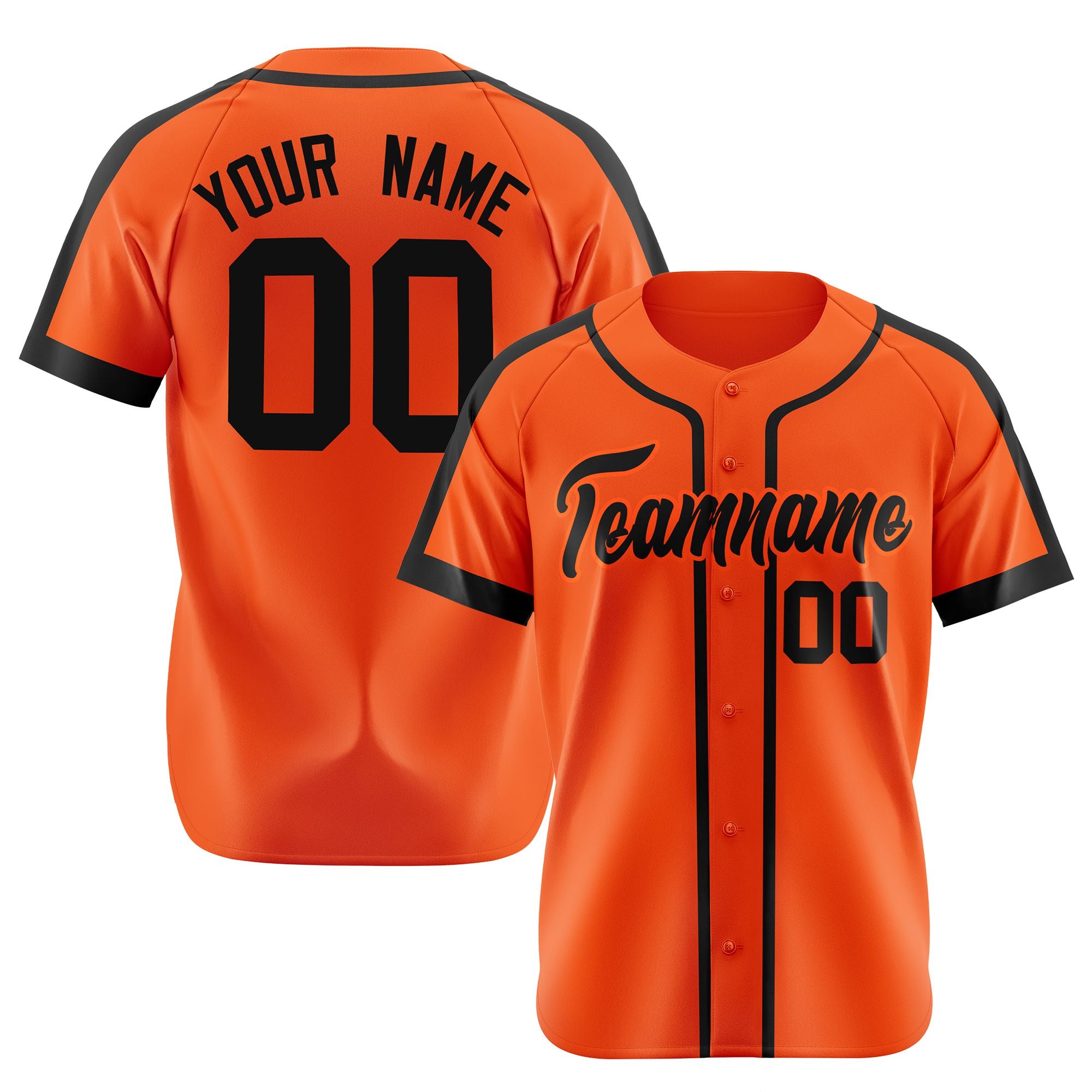 Custom Orange Black Baseball Jersey