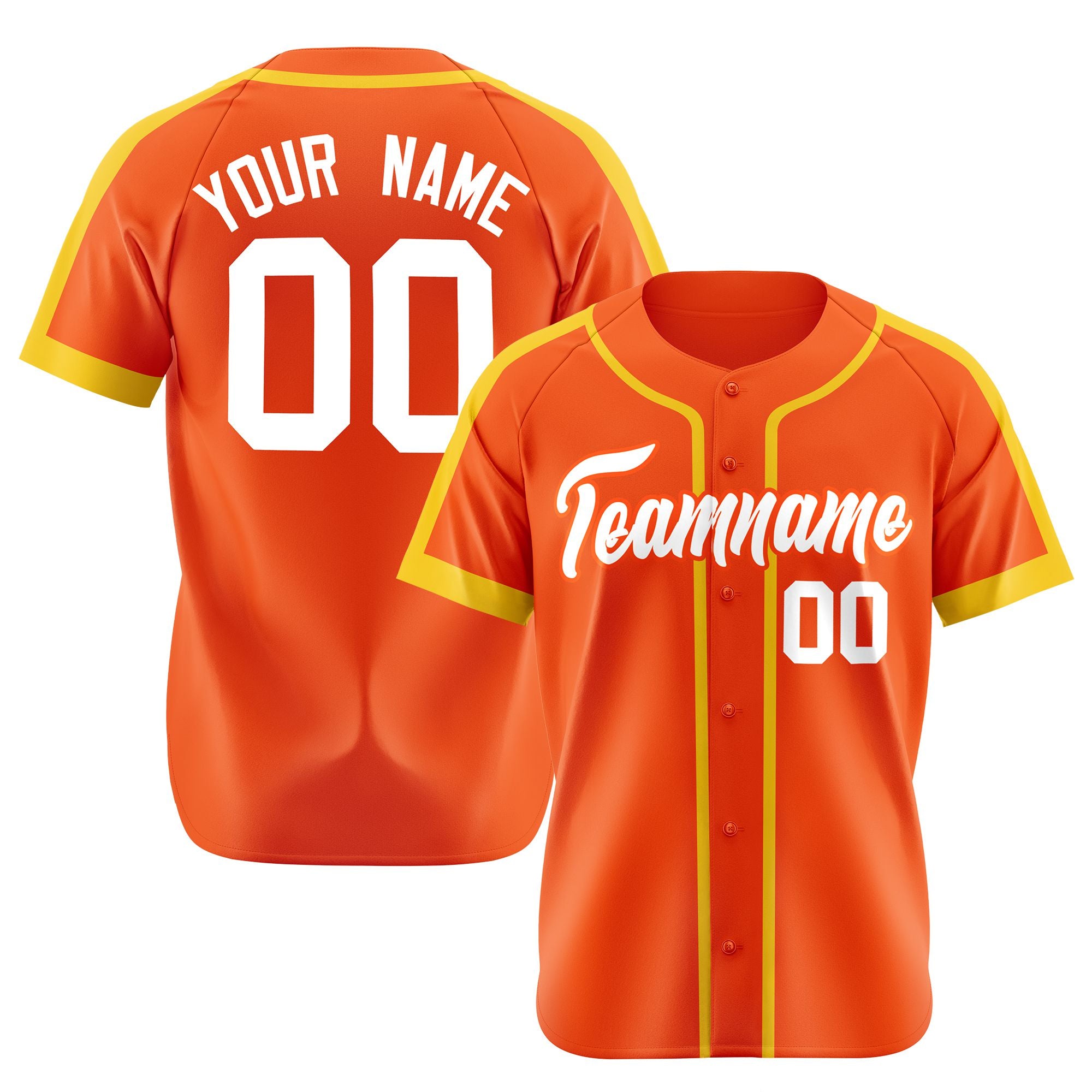 Custom Orange Yellow White Baseball Jersey