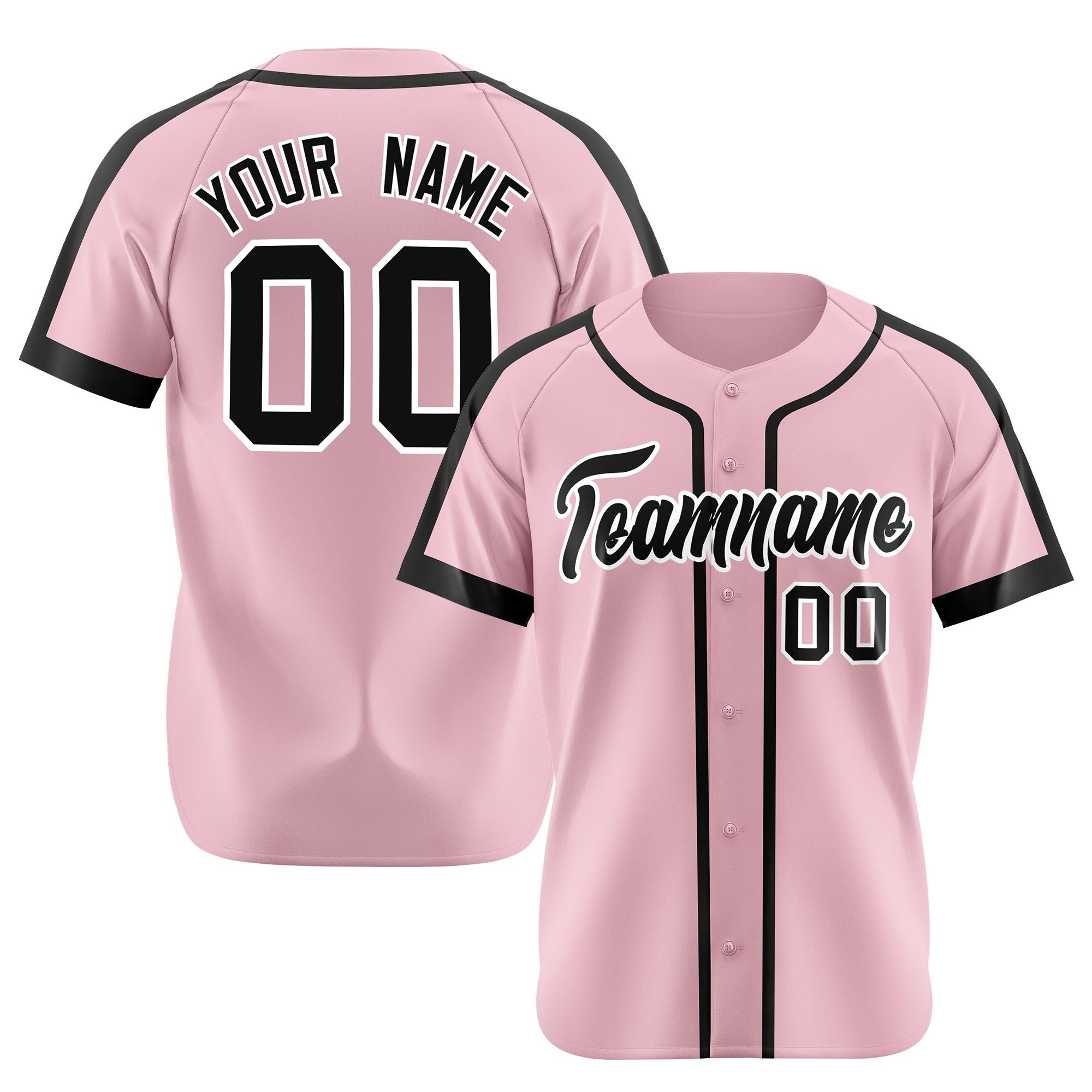 Custom Pink Black White Baseball Jersey