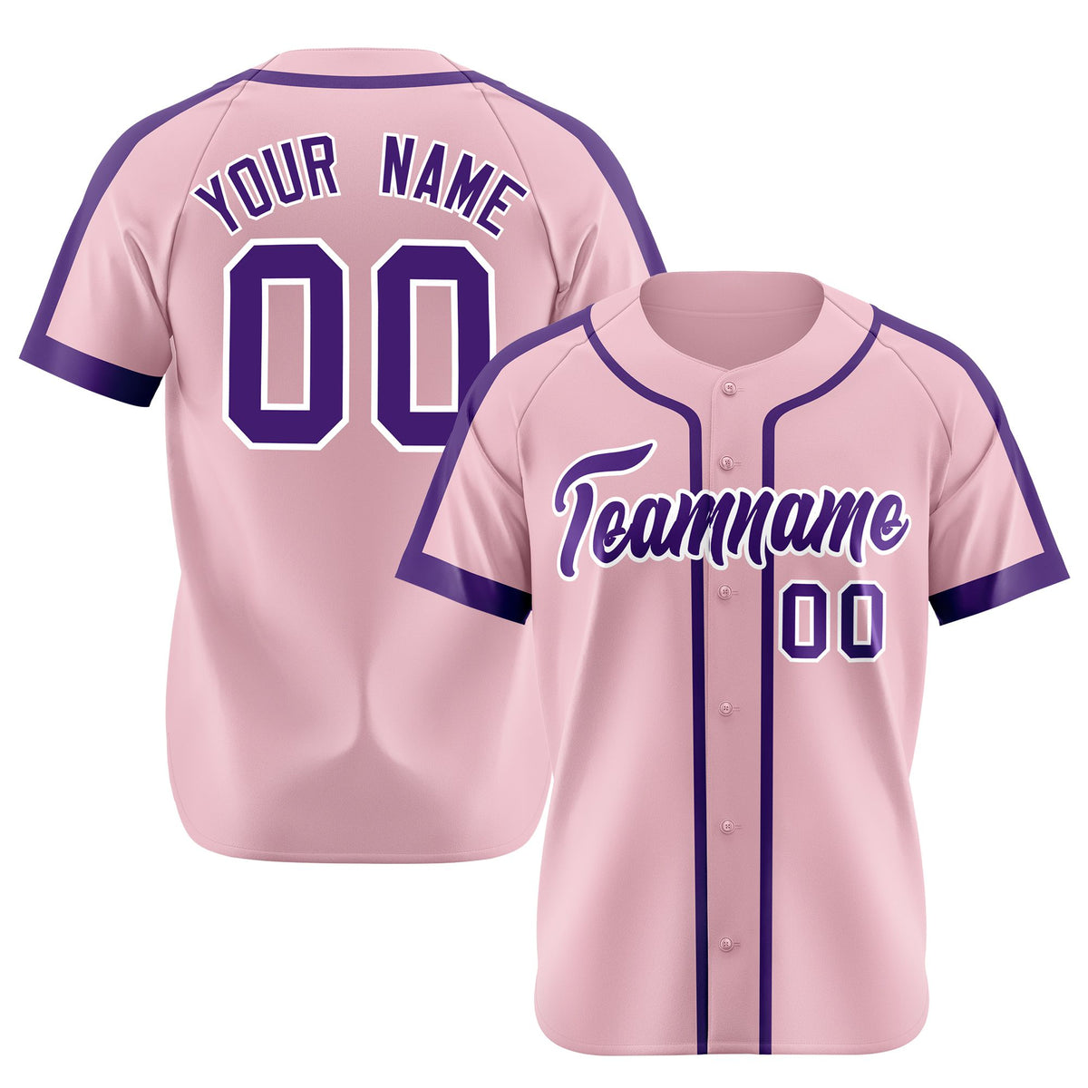 Custom Pink Purple White Baseball Jersey