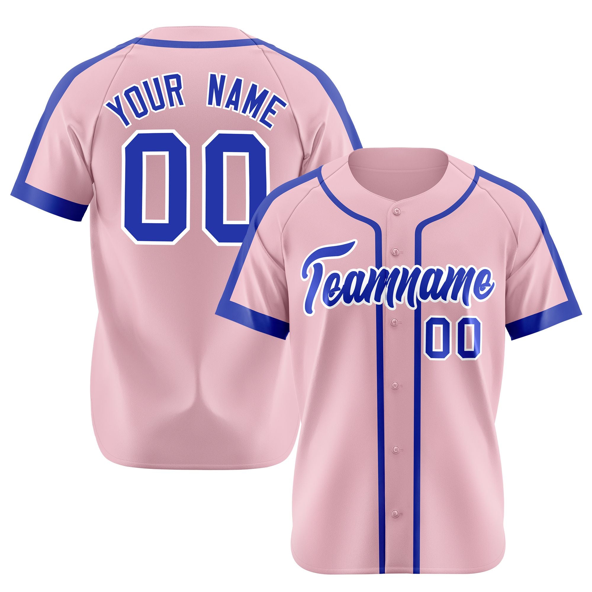 Custom Pink Blue White Baseball Jersey