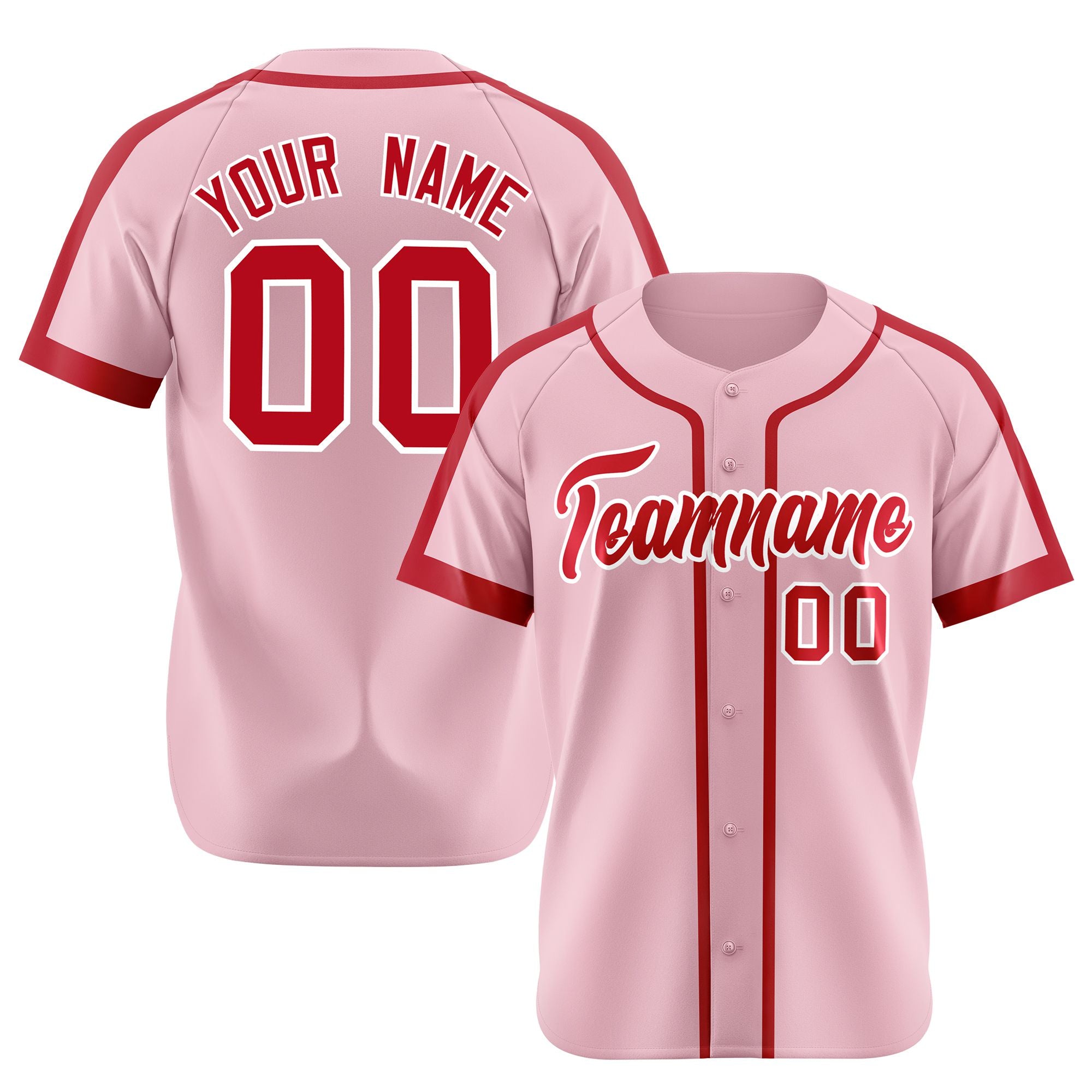 Custom Pink Red White Baseball Jersey