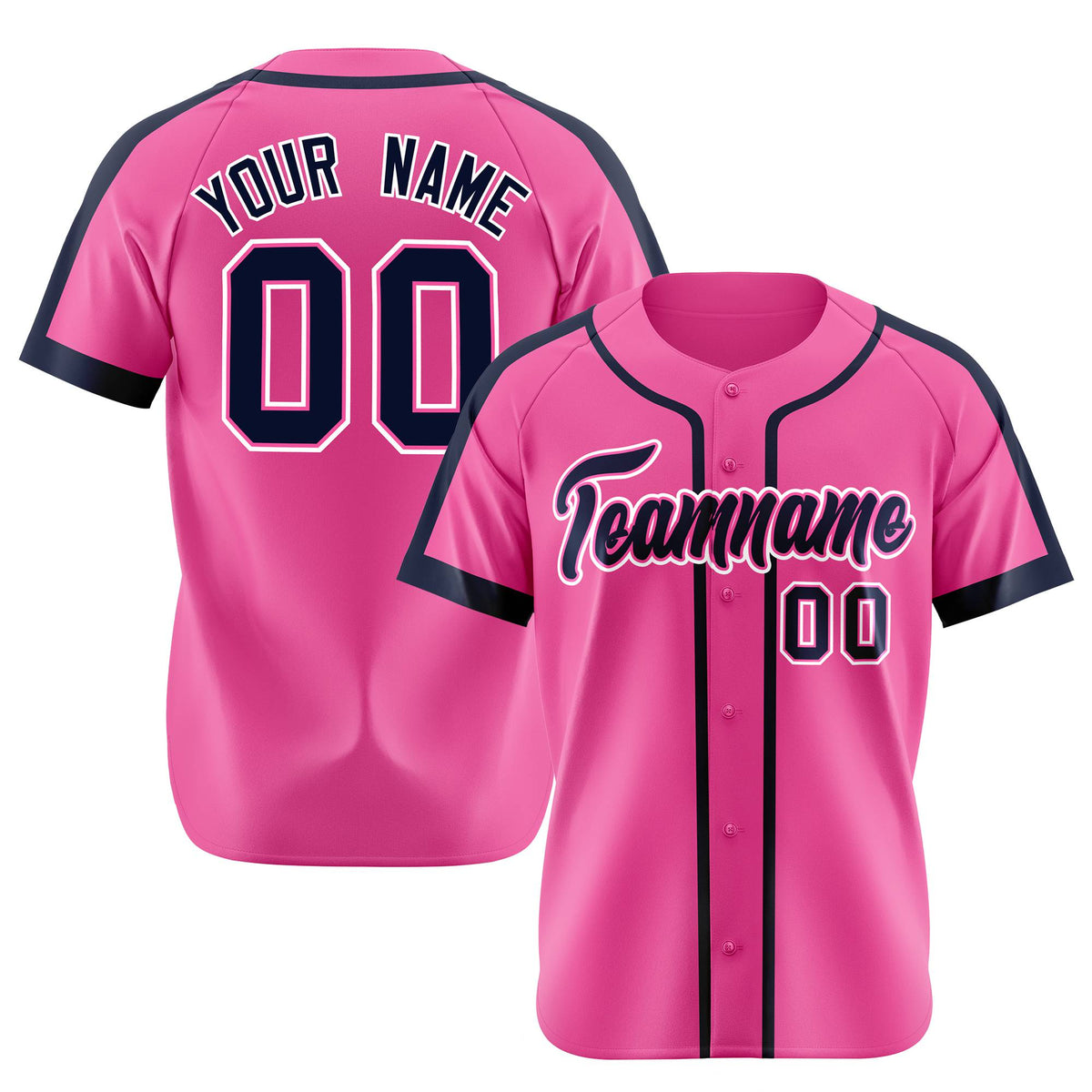 Custom Pink Navy White Baseball Jersey