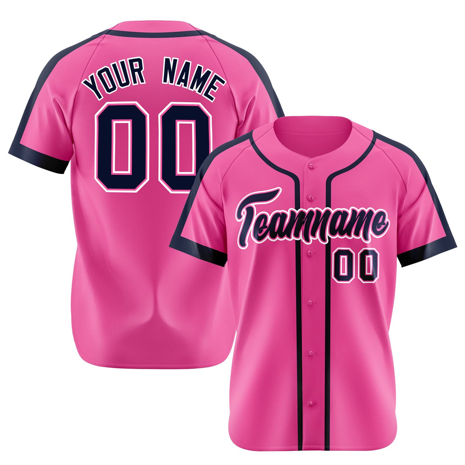 Custom Pink Navy White Baseball Jersey