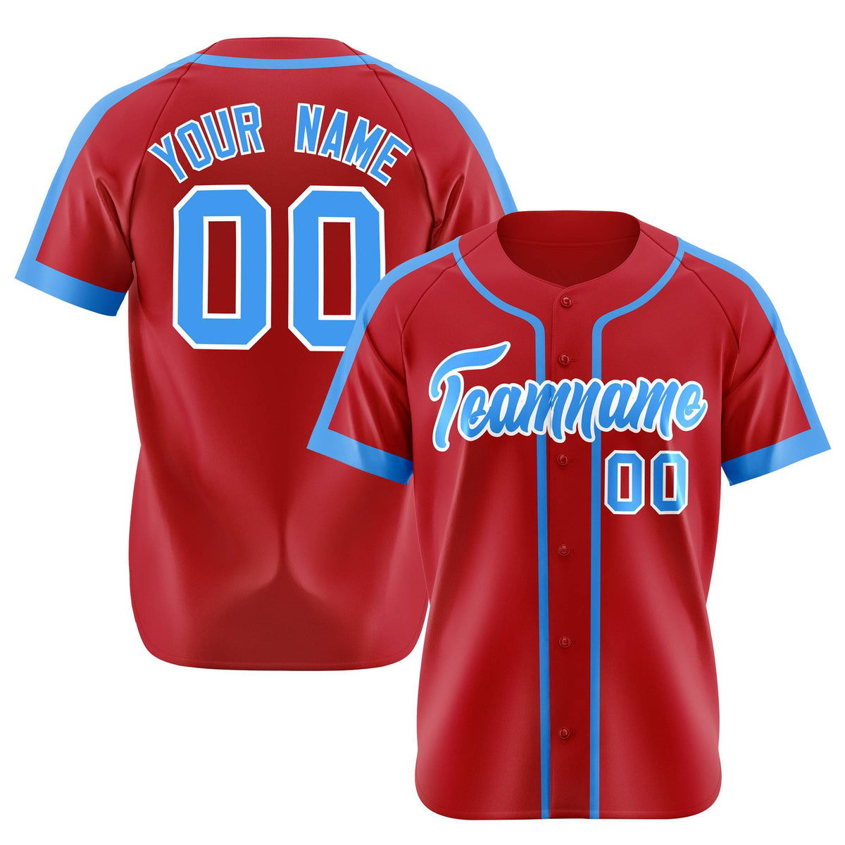 Custom Red Blue White Baseball Jersey