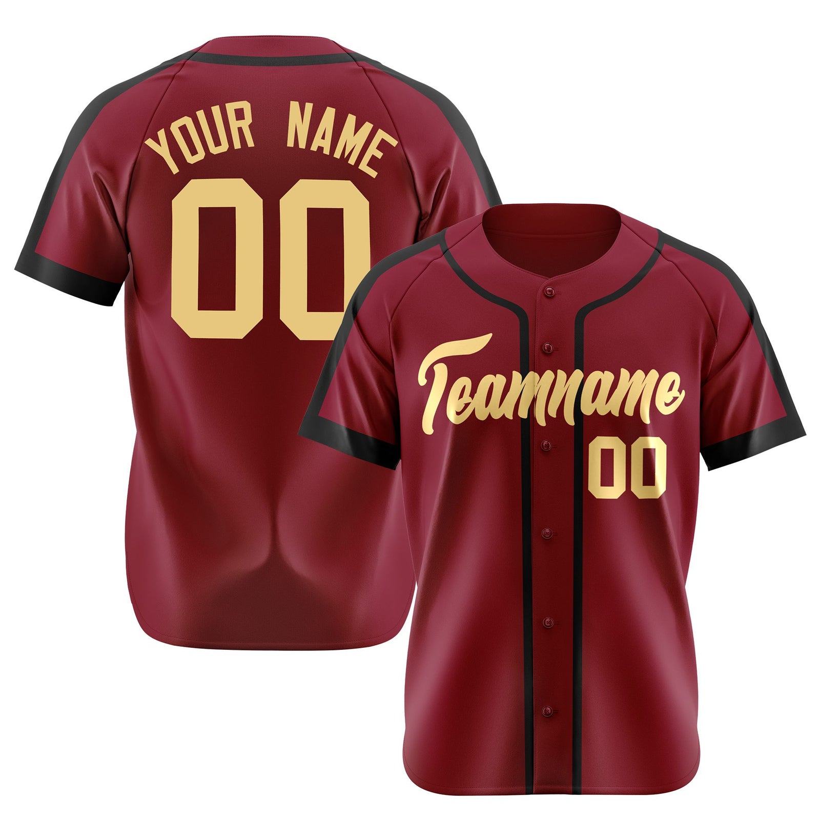 Custom Crimson Old Glod Black Baseball Jersey