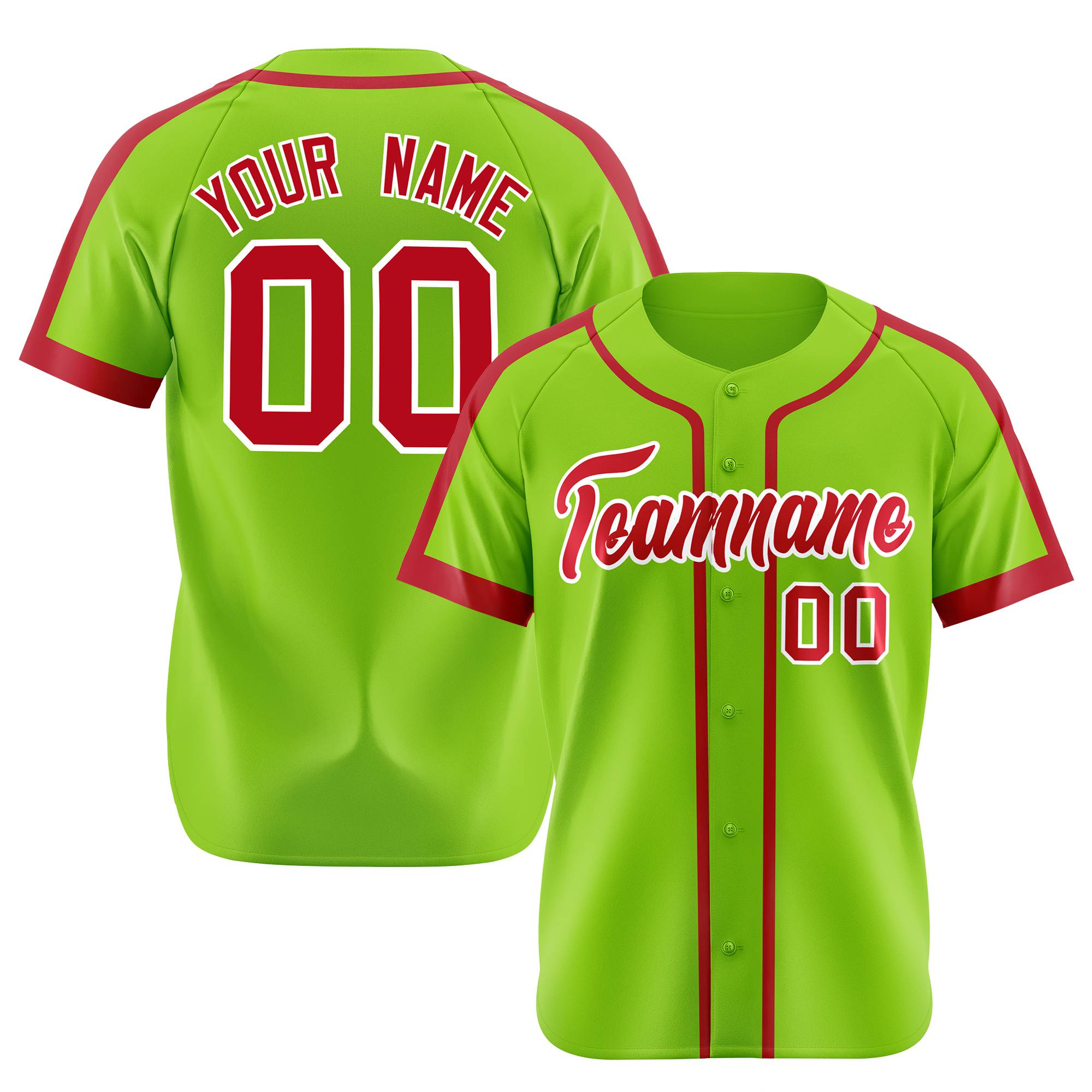 Custom Green Red White Baseball Jersey