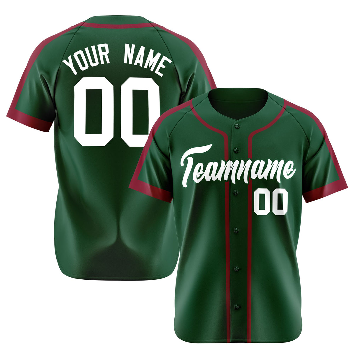 Custom Kelly Green Crimson White Baseball Jersey