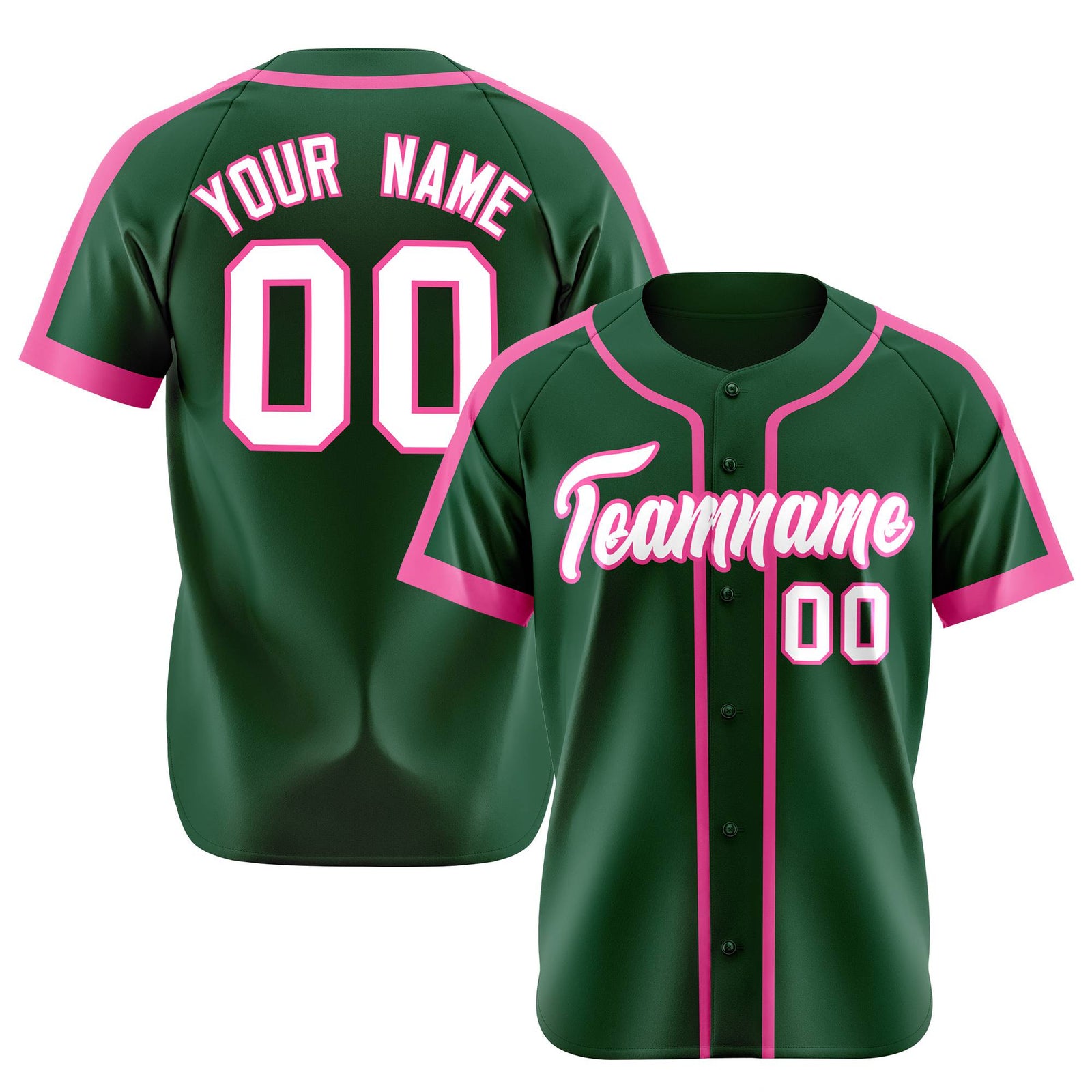 Custom Green Pink White Baseball Jersey