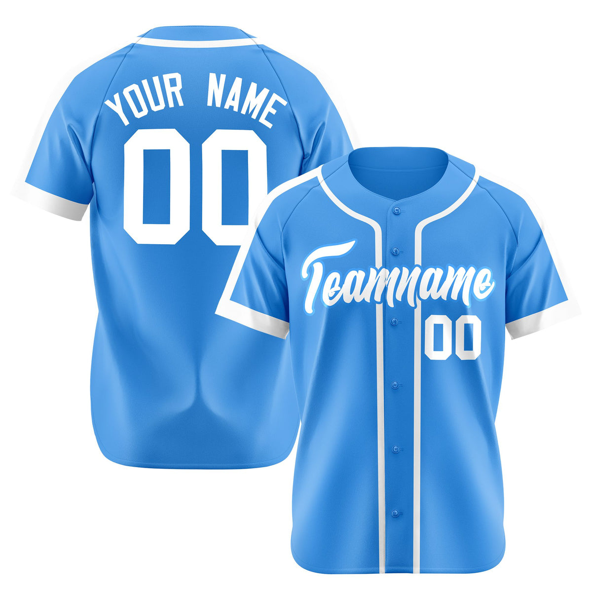 Custom Powder Blue Pink Baseball Jersey