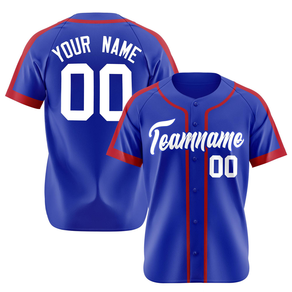Custom Royal Blue Red White Baseball Jersey