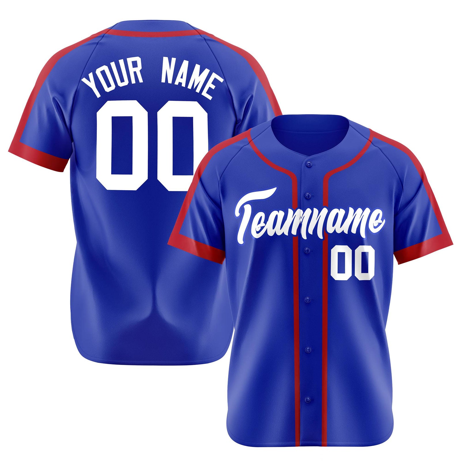 Custom Royal Blue Red White Baseball Jersey