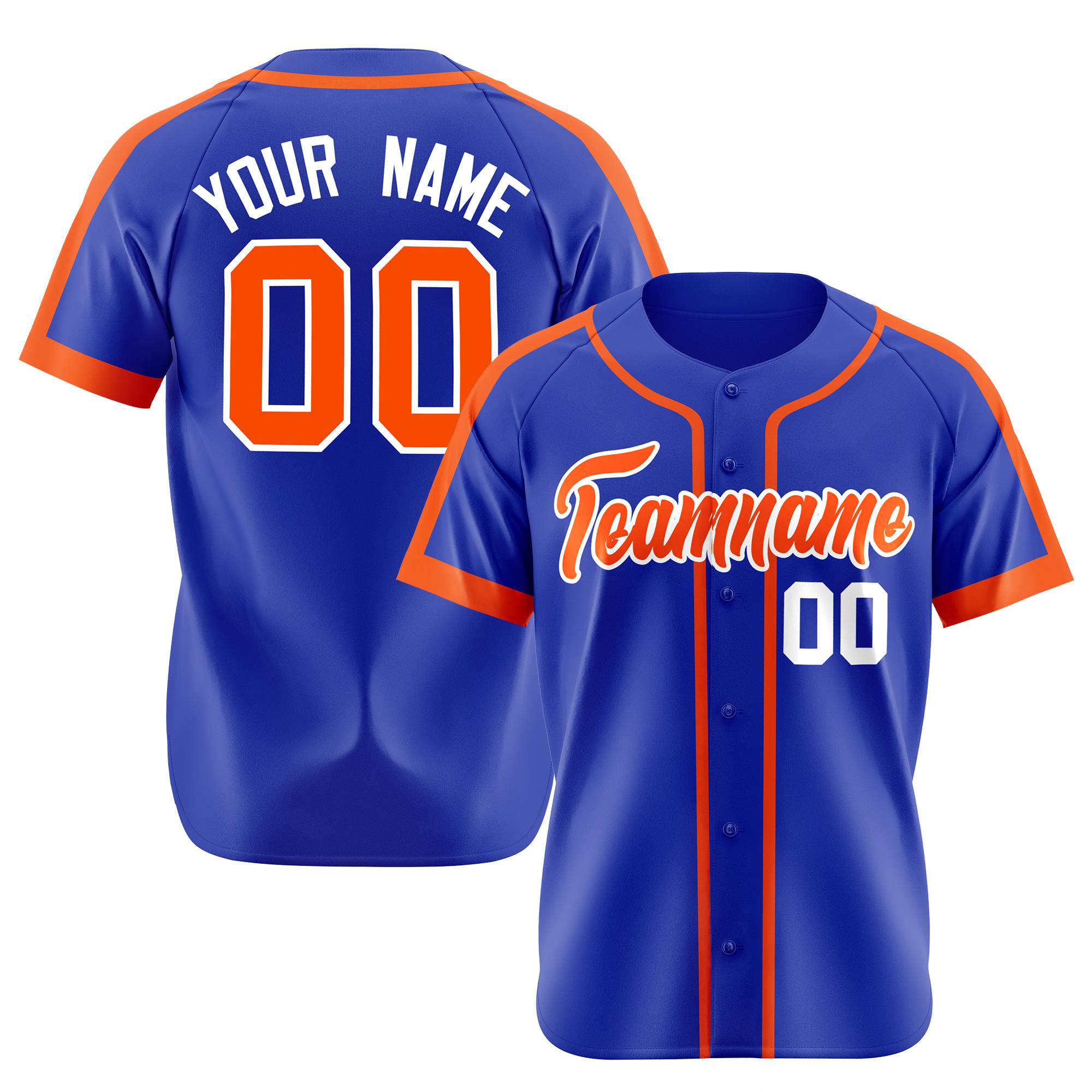 Custom Royal Blue Orange White Baseball Jersey