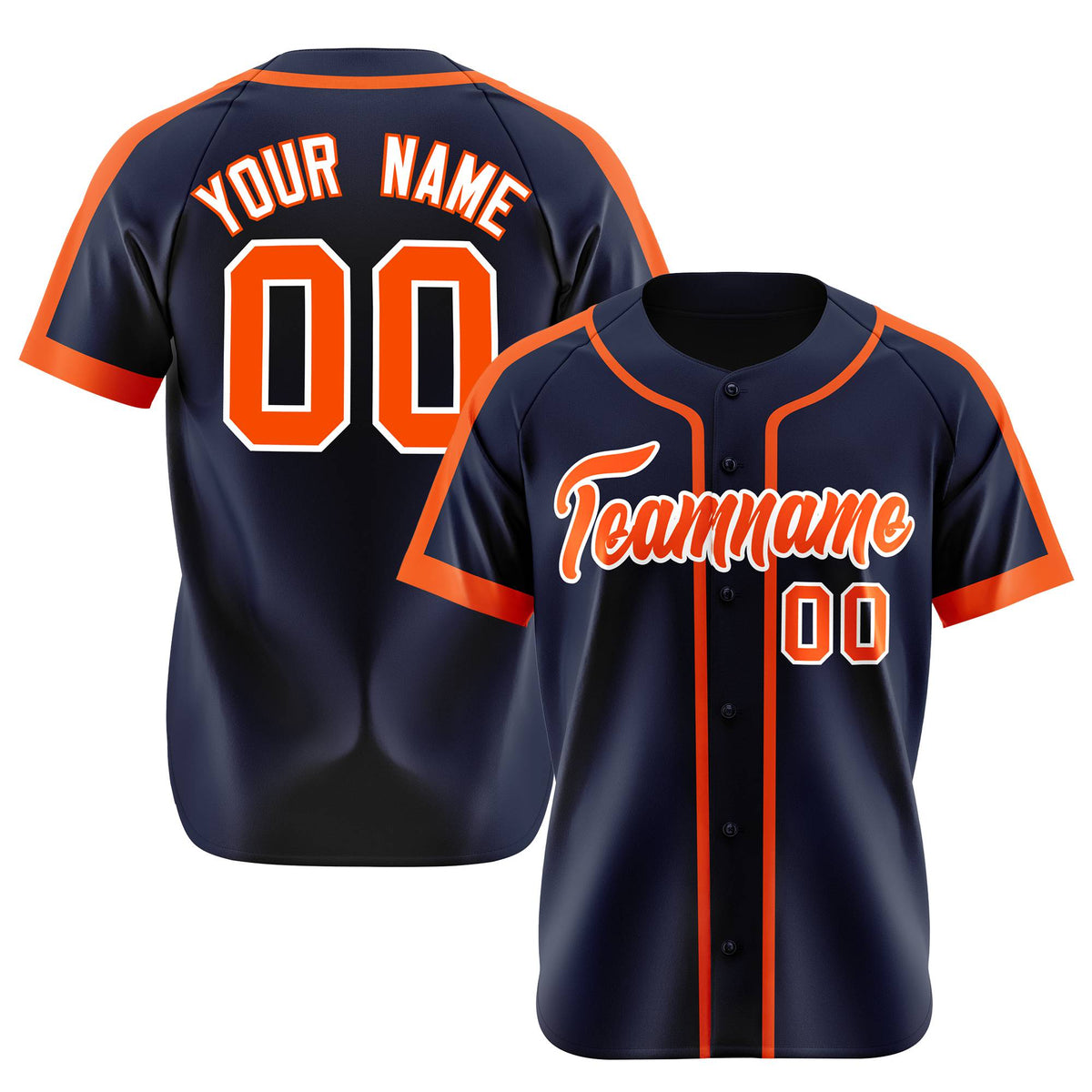 Custom Navy Orange White Baseball Jersey