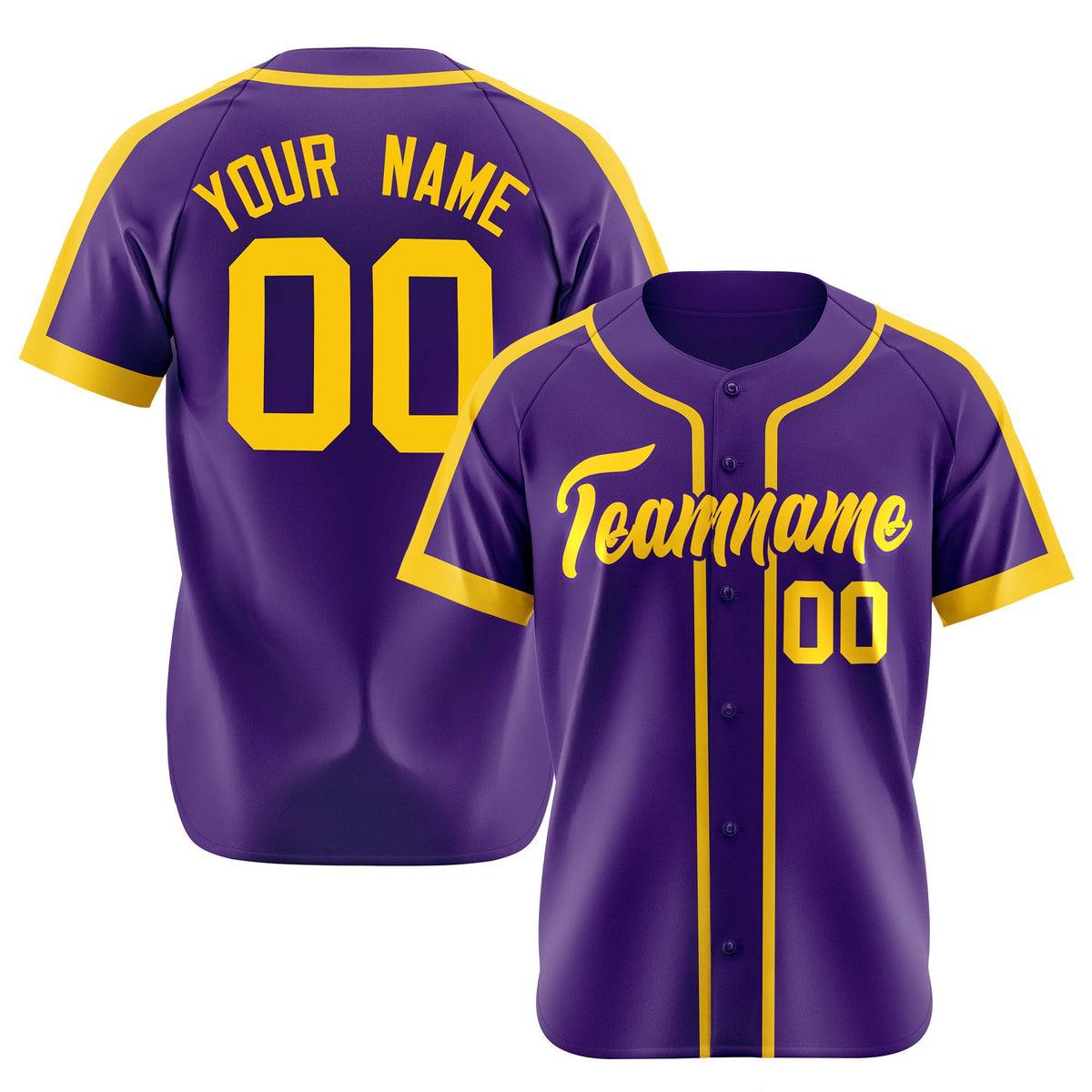 Custom Purple Yellow Baseball Jersey