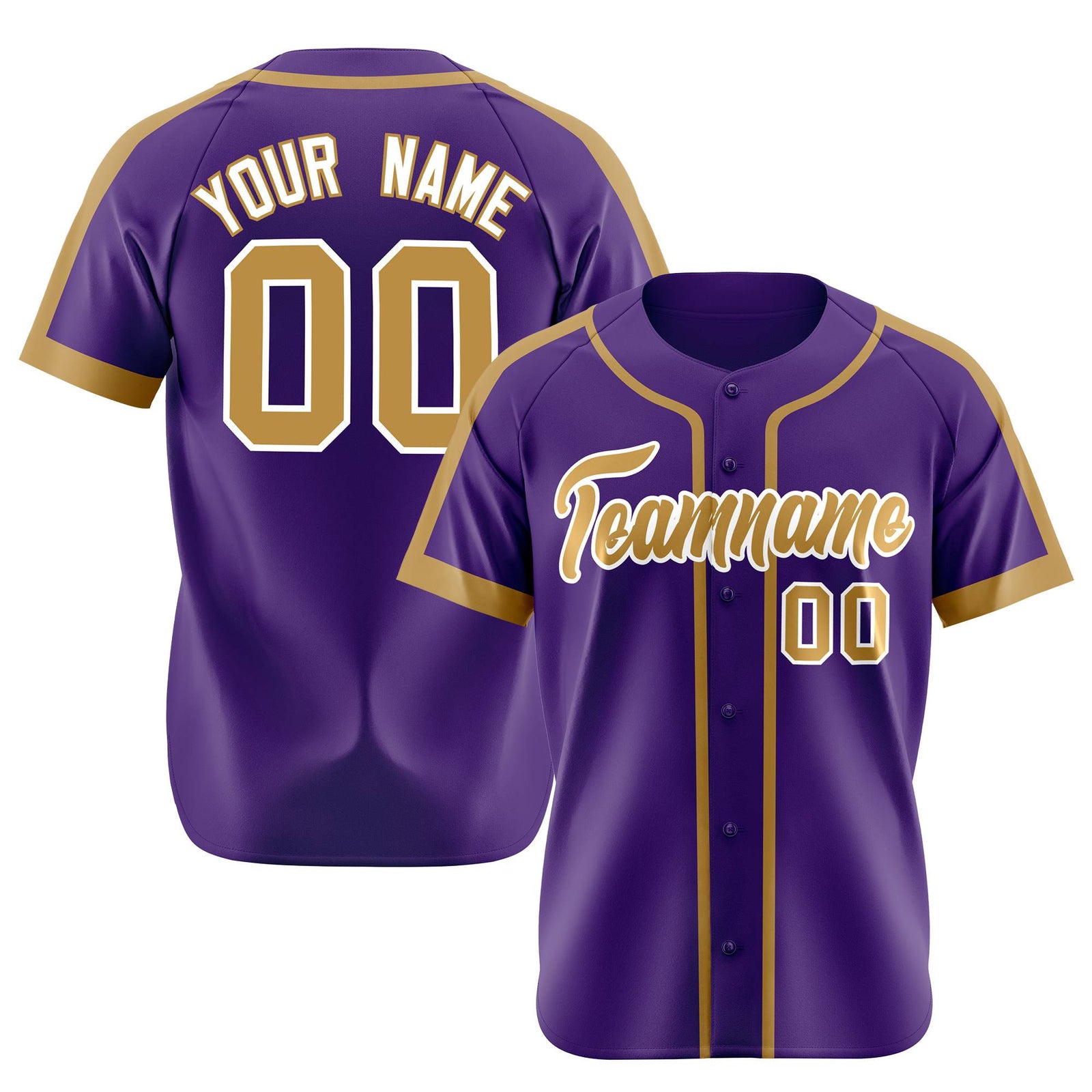 Custom Purple Gold White Baseball Jersey