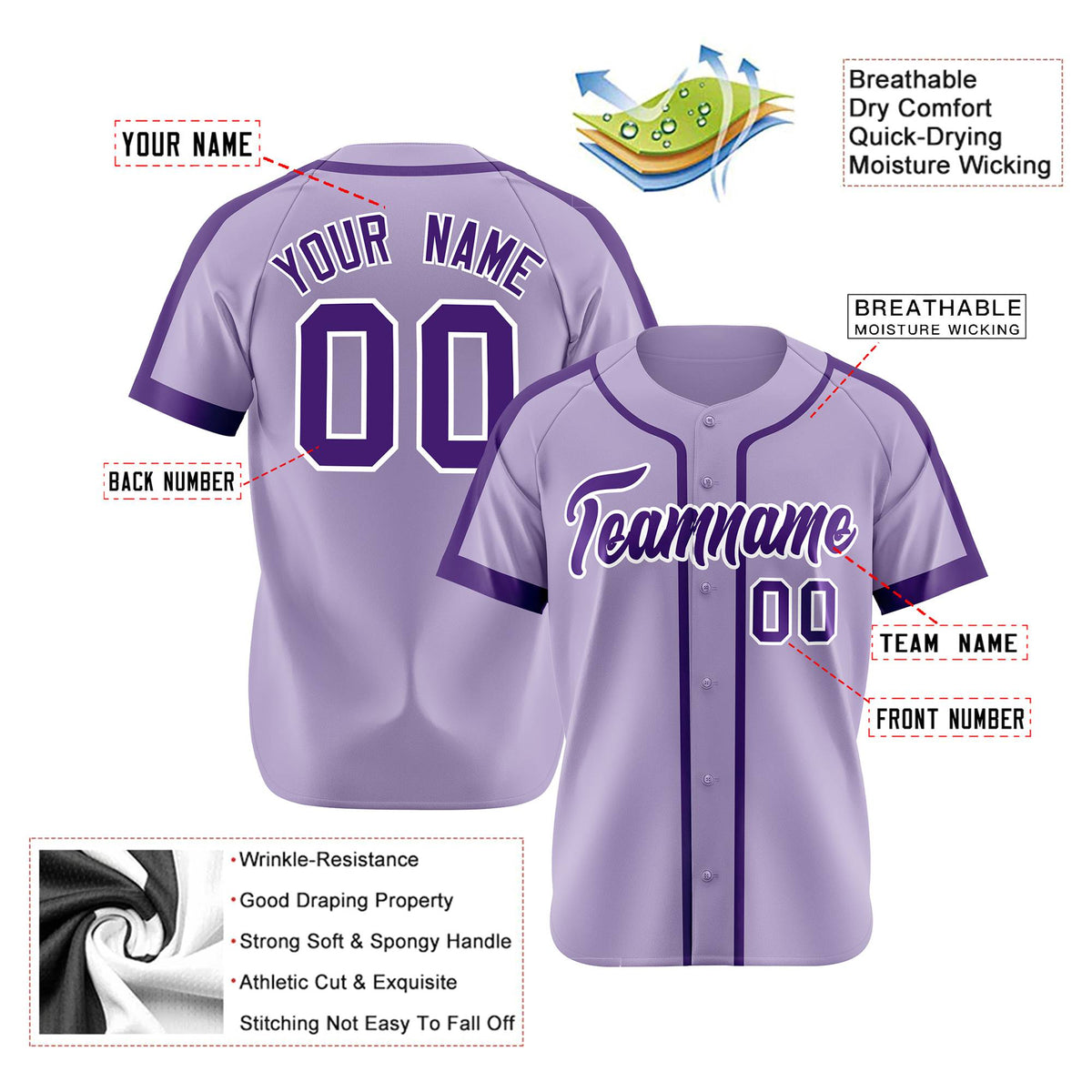 Custom Purple White Baseball Jersey