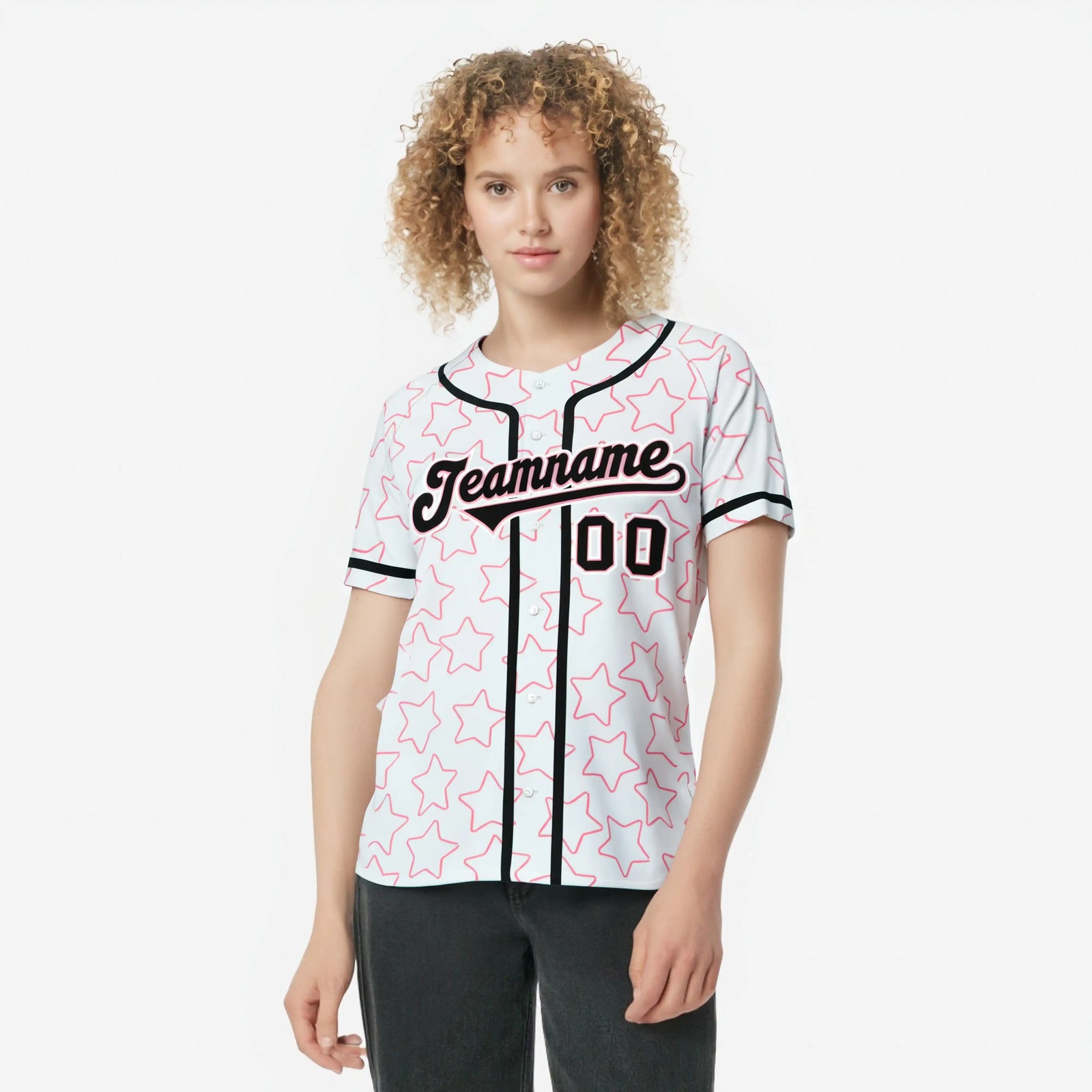 Custom Star White Black Baseball Jersey Button Down Shirt Personalized for Adults/Youth