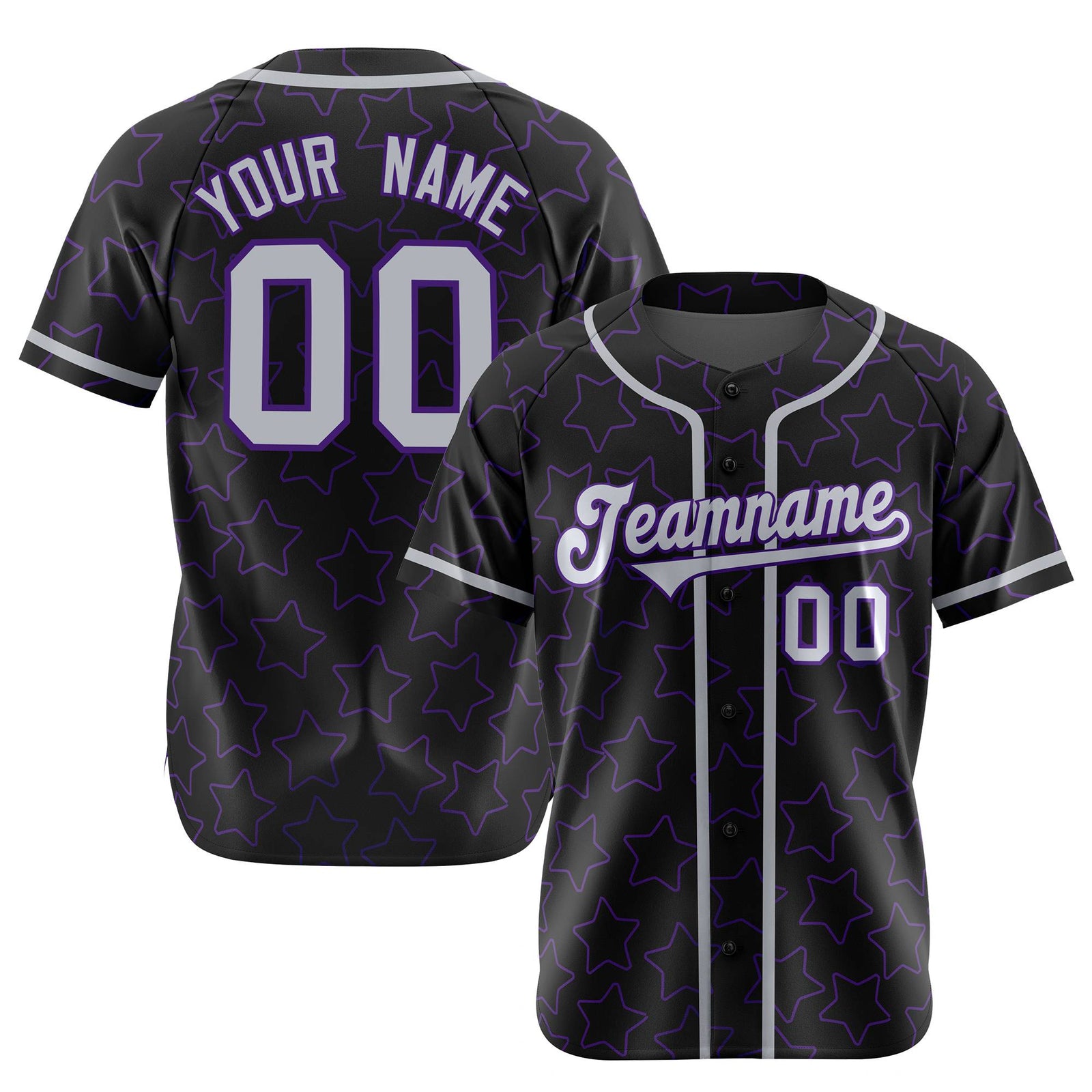 Custom Star Black White Baseball Jersey Button Down Shirt Personalized for Adults/Youth