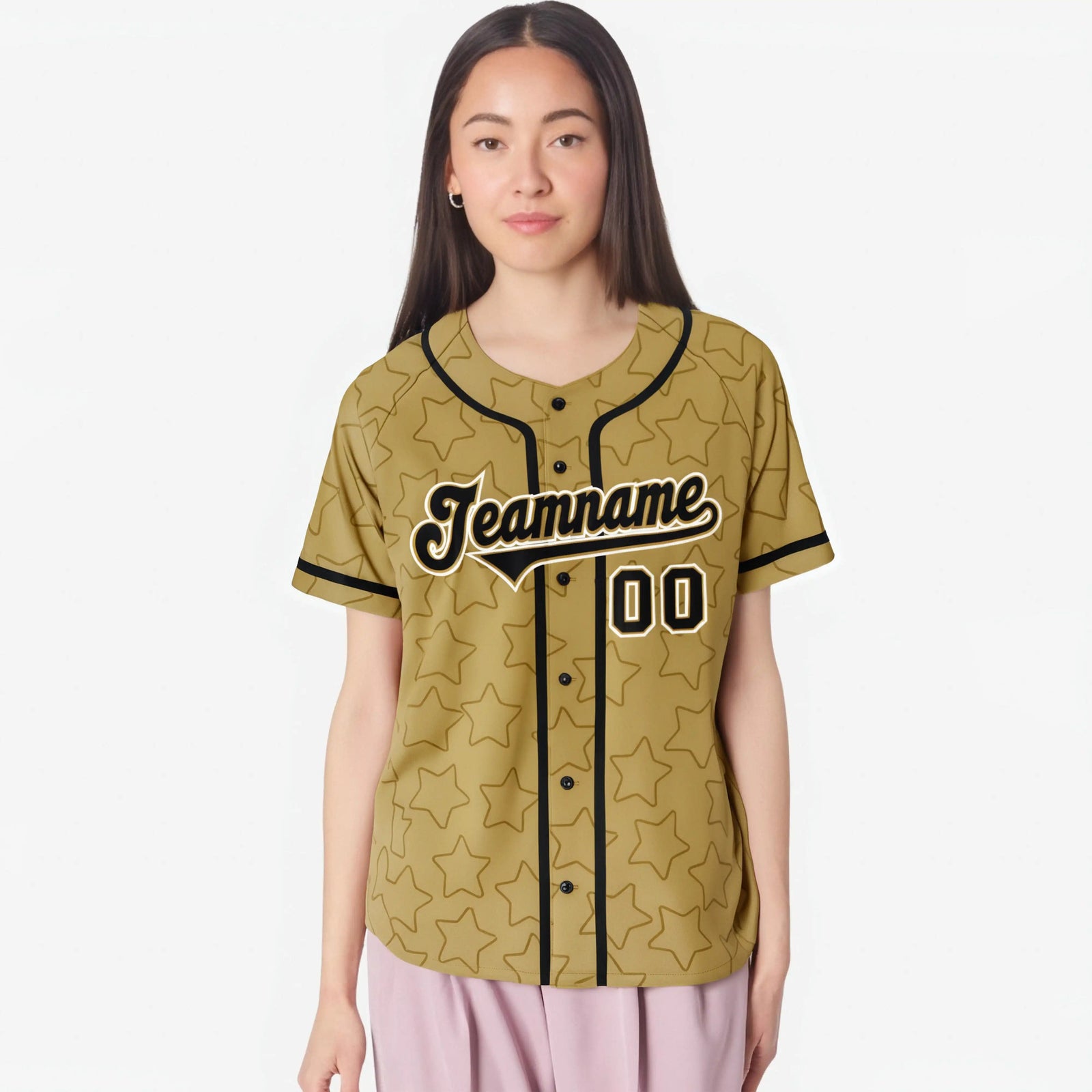 Custom Star Gold Black Baseball Jersey Button Down Shirt Personalized for Adults/Youth