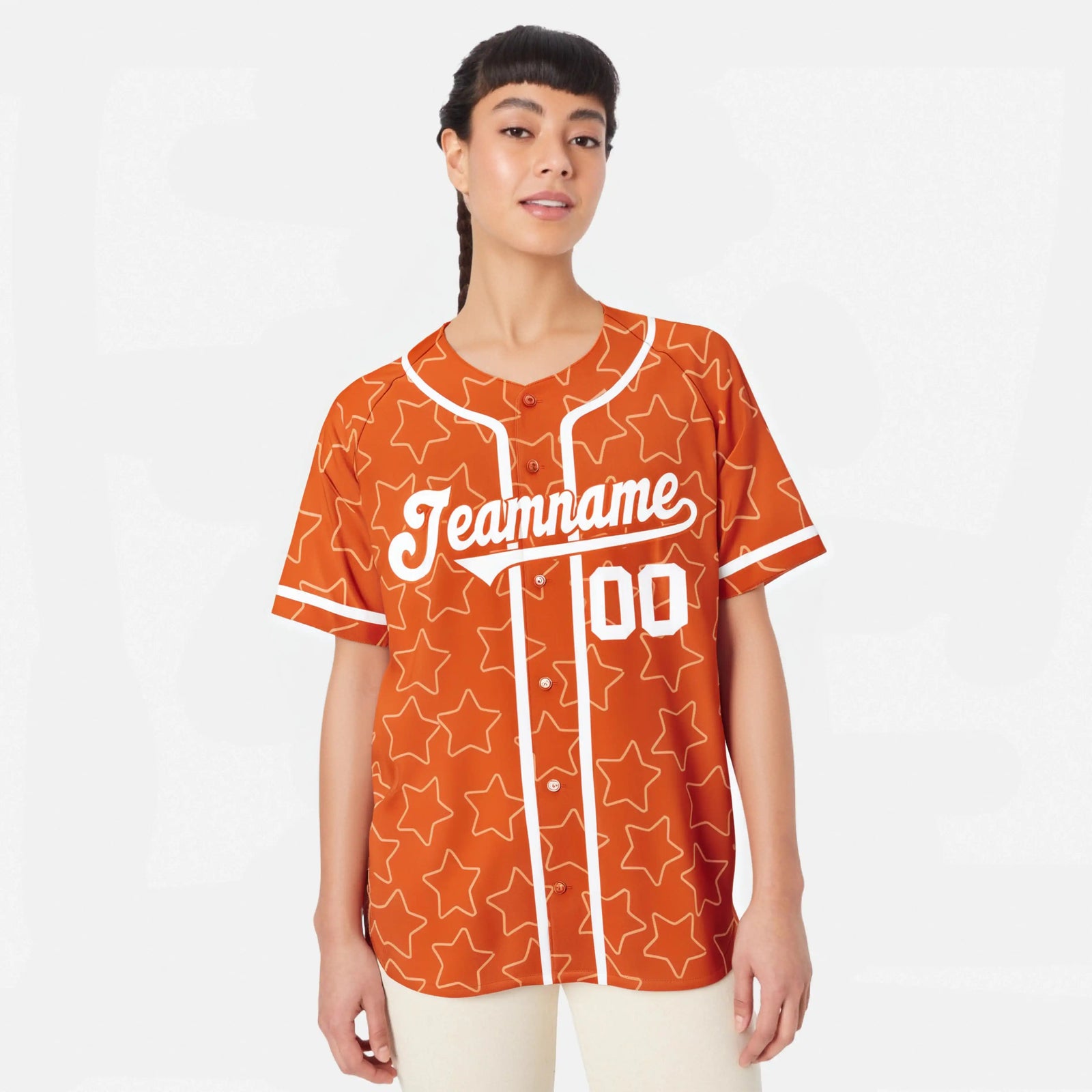 Custom Star Orange White Baseball Jersey Button Down Shirt Personalized for Adults/Youth