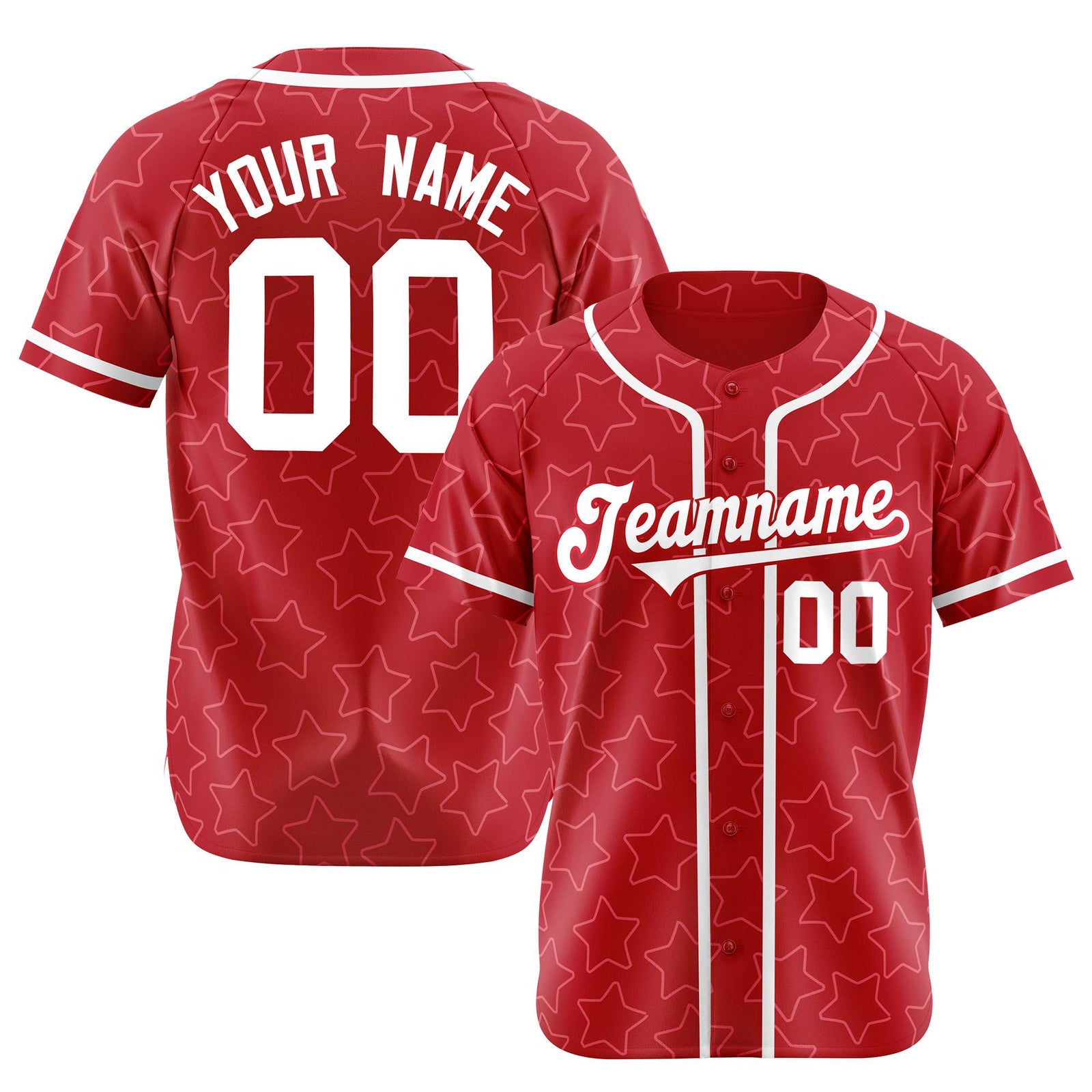 Custom Star Red Black Baseball Jersey Button Down Shirt Personalized for Adults/Youth