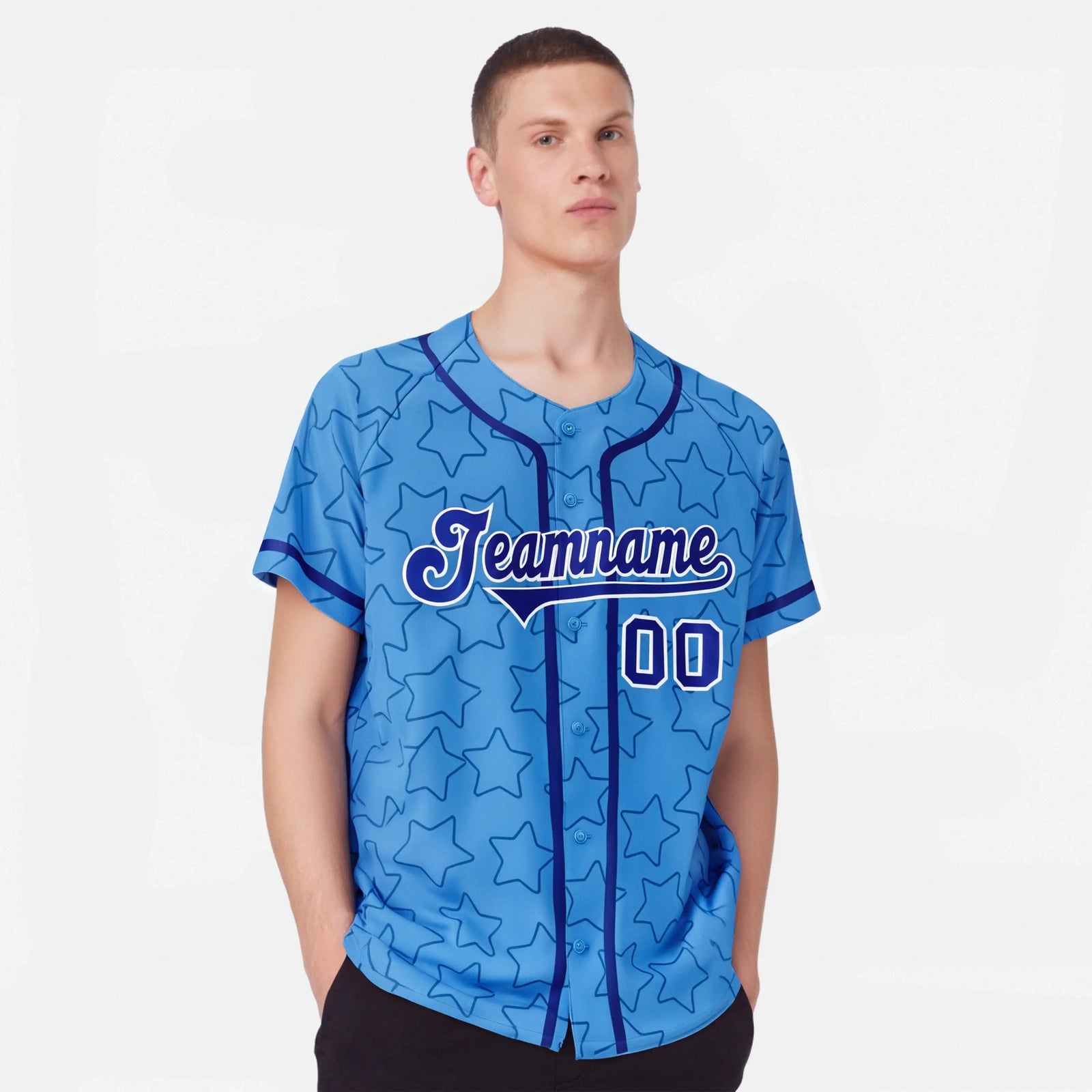 Custom Star Blue-Royal Baseball Jersey Button Down Shirt Personalized for Adults/Youth