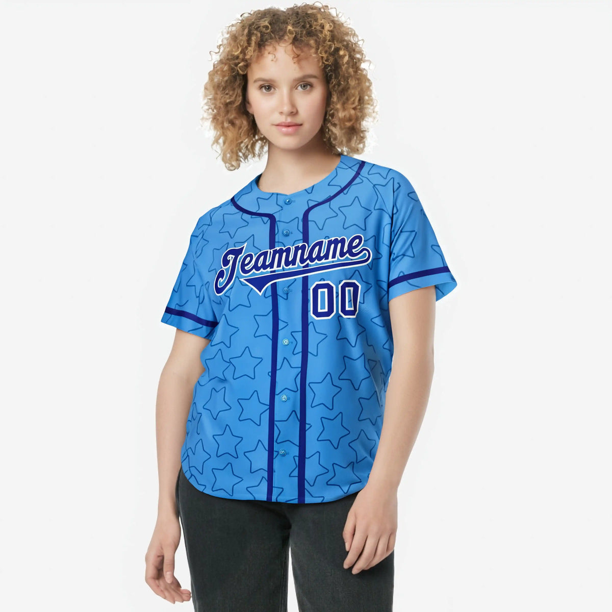 Custom Star Blue-Royal Baseball Jersey Button Down Shirt Personalized for Adults/Youth
