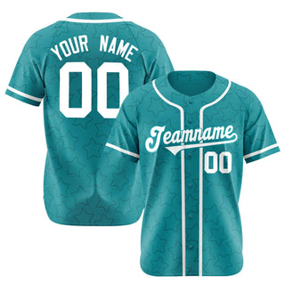 Custom Star Aqua White Baseball Jersey Button Down Shirt Personalized for Adults/Youth - Style 1